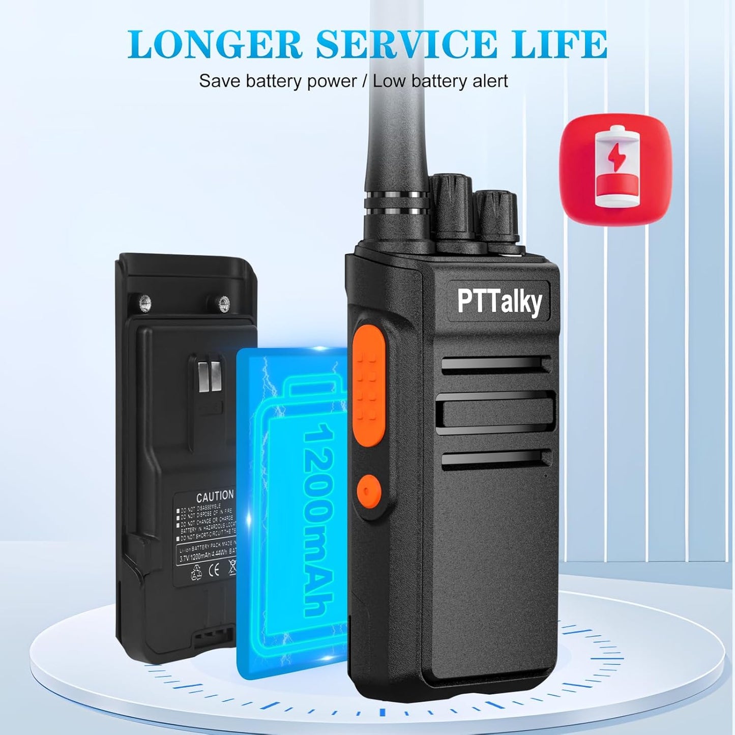 PTTalky FR1 Walkie Talkies with 6-Way Charger, Long Range Walkie Talkies, USB-C Charging, VOX, with Earpieces, 2 Way Radios for Business School Warehouse