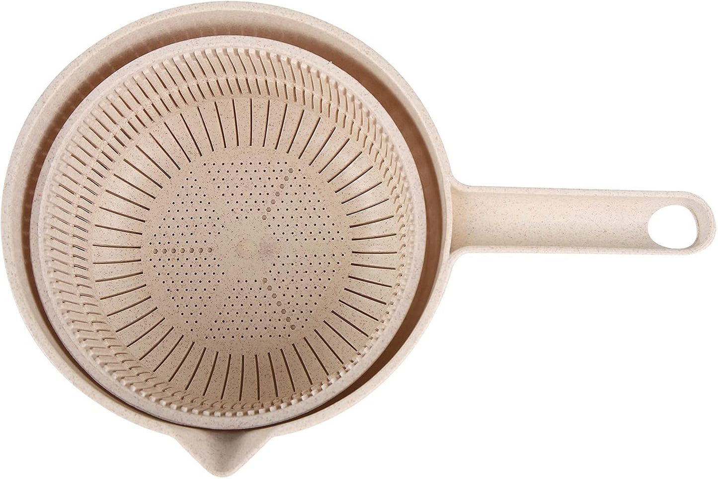 Salad Spinner, Lettuce Spinner with Bowl and Colander Manual Lettuce Dryer with Egg Strainer for Kitchen Manual Vegetables Rice Washin(Beige)