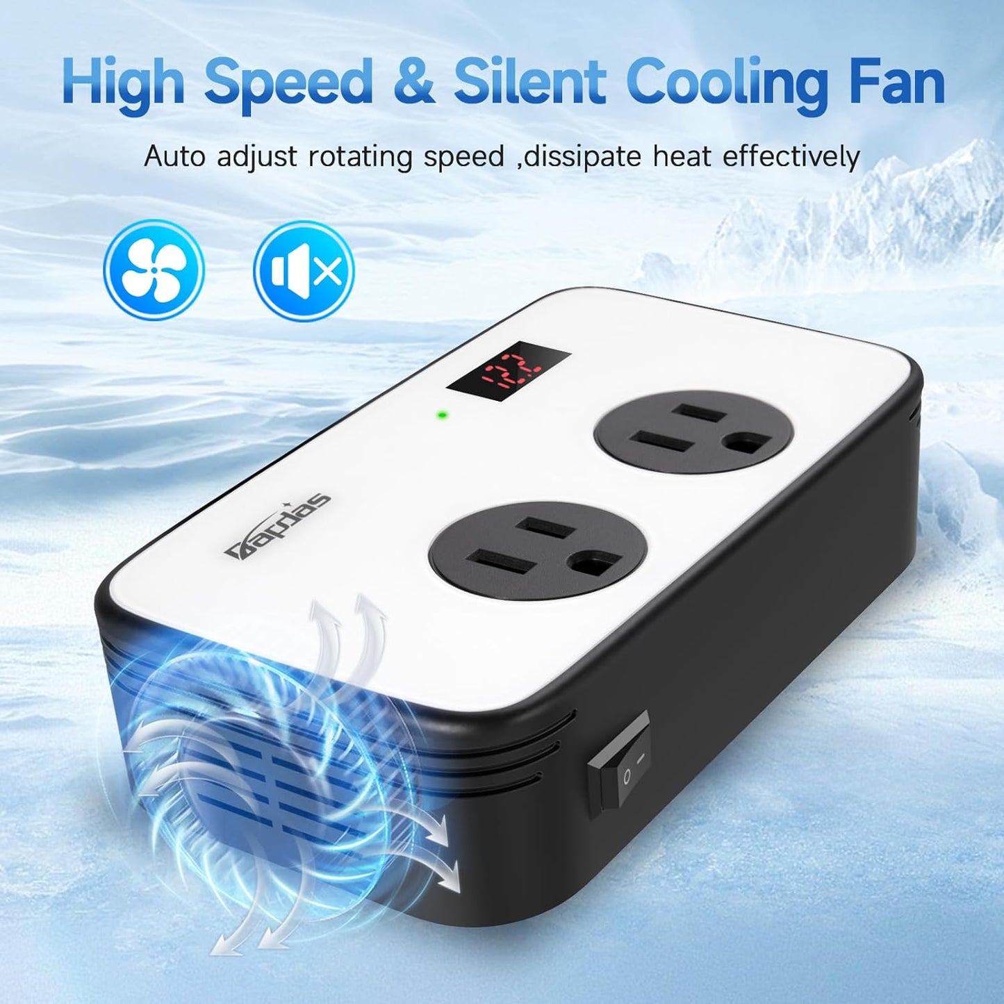 Bapdas 200W Power Inverter DC 12V to AC 110V Car Adapter Plug Outlet with PD 25W USB-C, QC3.0 and Dual USB Ports Loptop Car Charger