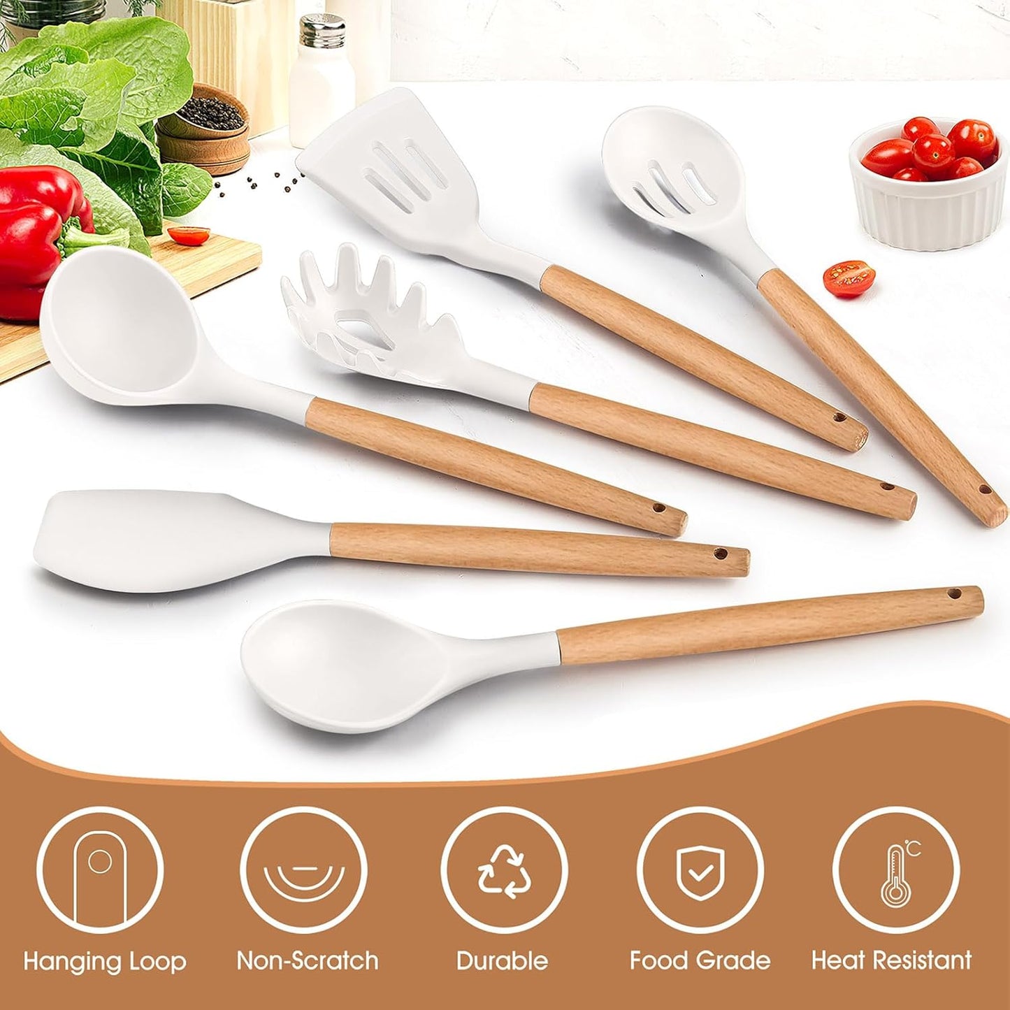 Purilite Select 6-Piece Silicone Cooking Utensil Set