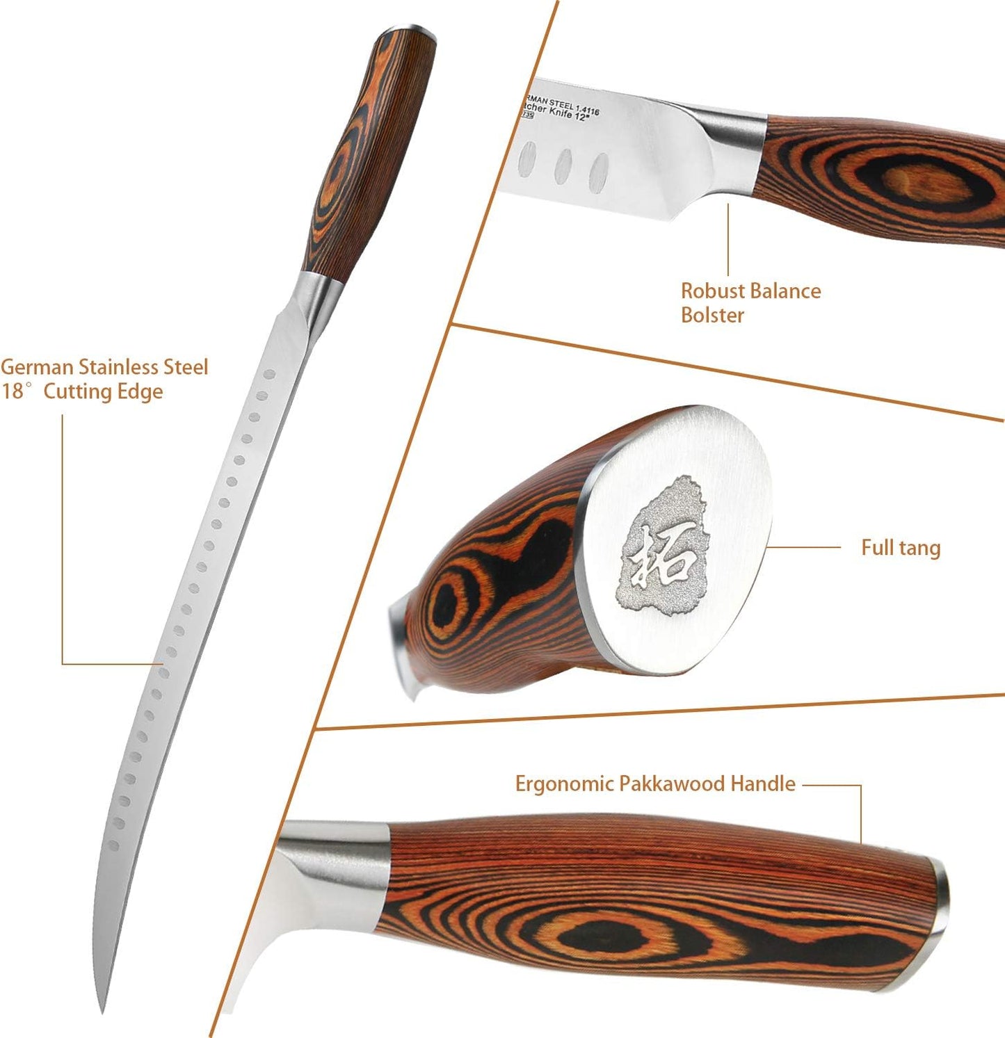 TUO Boning Knife - Razor Sharp Fillet Knife - High Carbon German Stainless Steel Kitchen Cutlery - Pakkawood Handle - Luxurious Gift Box Included - 7 inch - Fiery Phoenix Series