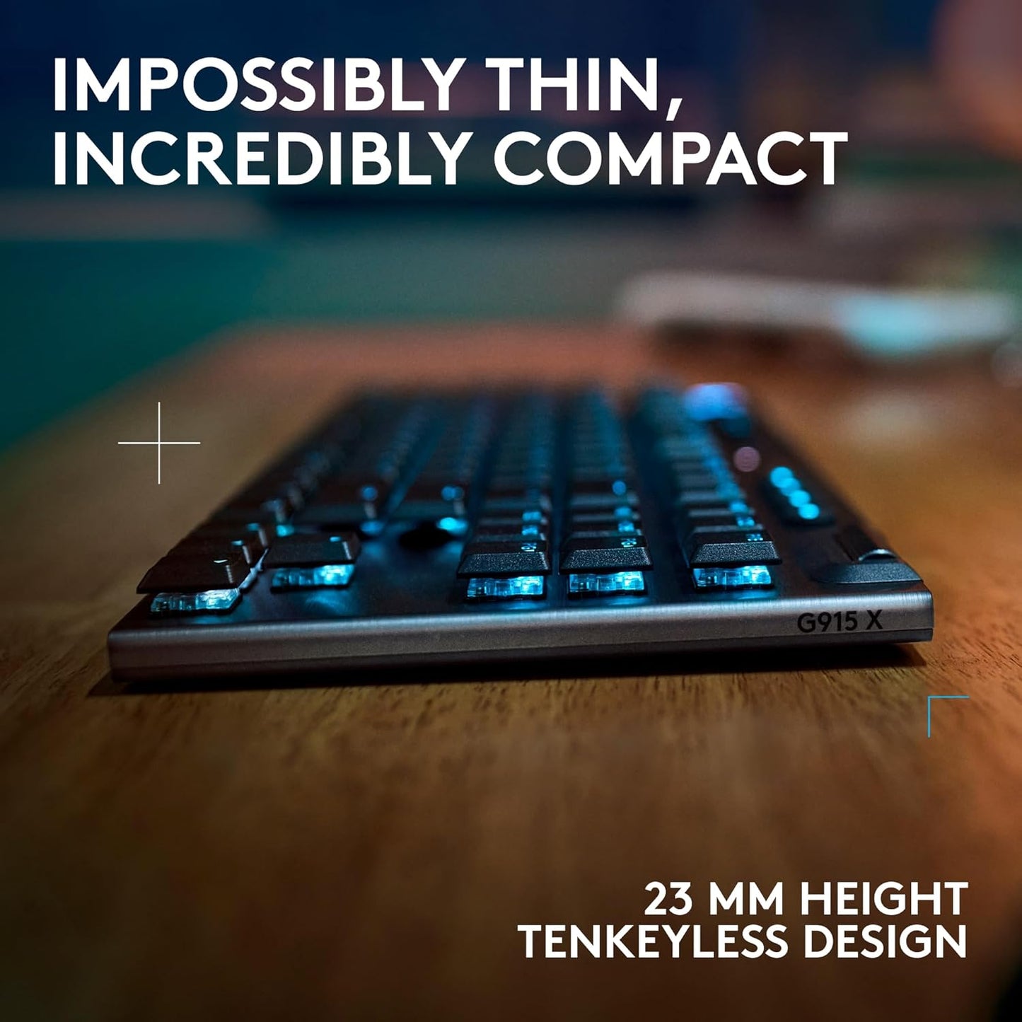 Logitech G915 X Lightspeed TKL Low-Profile Wireless Gaming Keyboard, Double-Shot PBT Keycaps, Fully Programmable Keys, RGB Backlighting, Sleek Aluminum Finishing, GL Brown Tactile - PC/Mac
