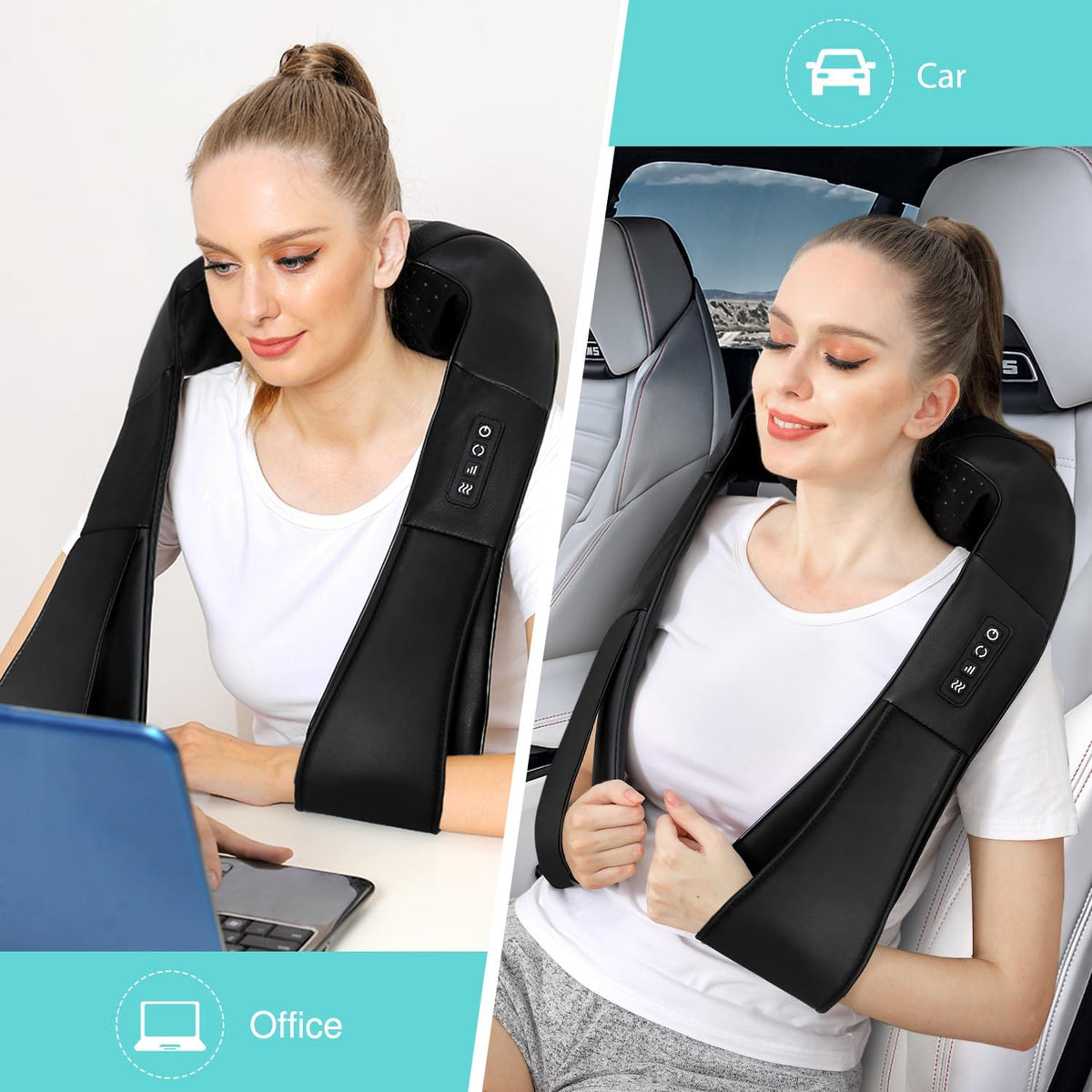Neck Massager with Heat, Shiatsu Back Neck and Shoulder Massager - Gifts for Women/men/Mom/Dad - Electric Deeper Tissue 4D Kneading Massage, Use at Home, Office, Car - PuriLite