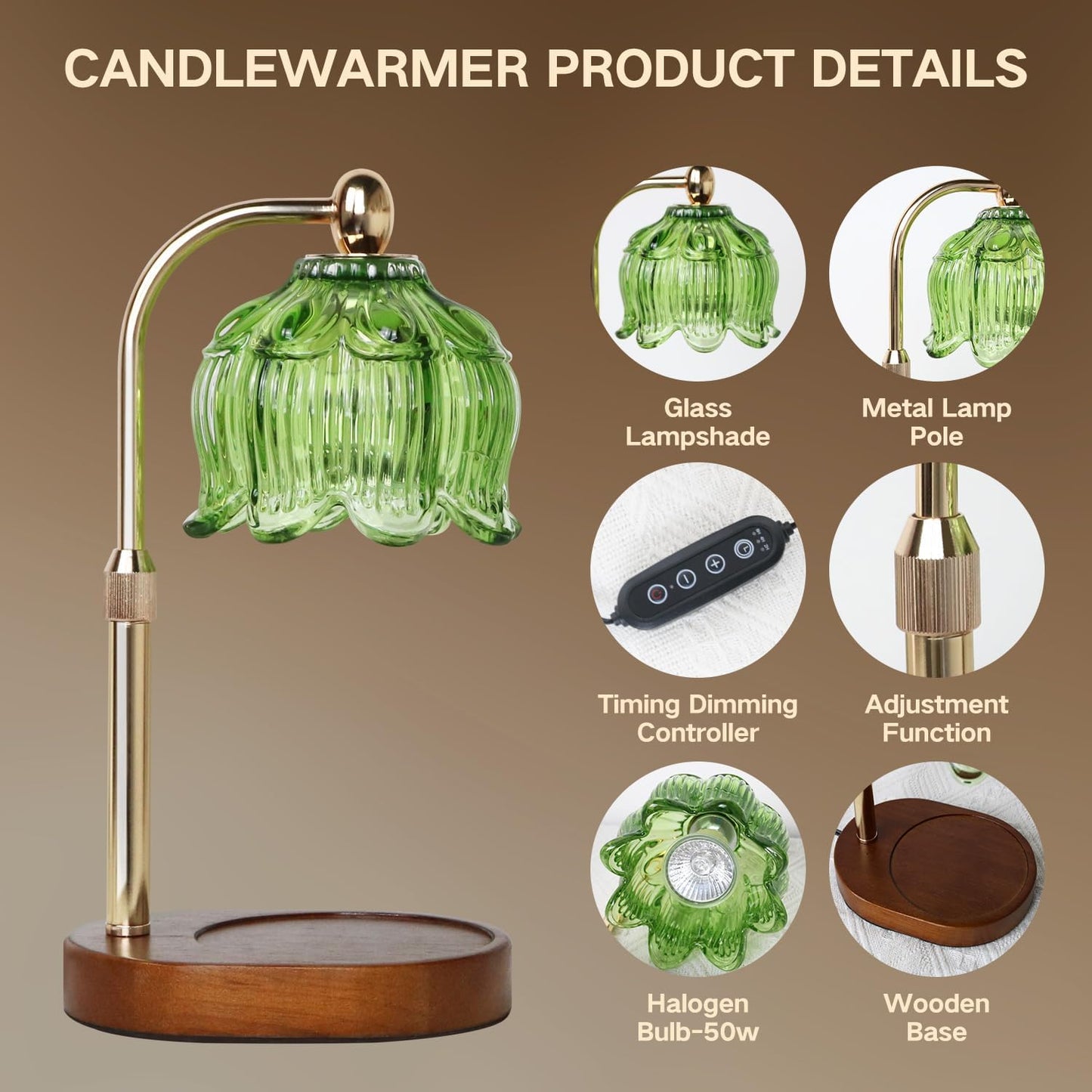 GEEZO Fragrance Candle Warmer Lamp,Electric Candle Warmer with Timer & Dimmer, Mom Christmas Birthday Gifts for Women, House Warming Gifts New Home Bedroom Decor