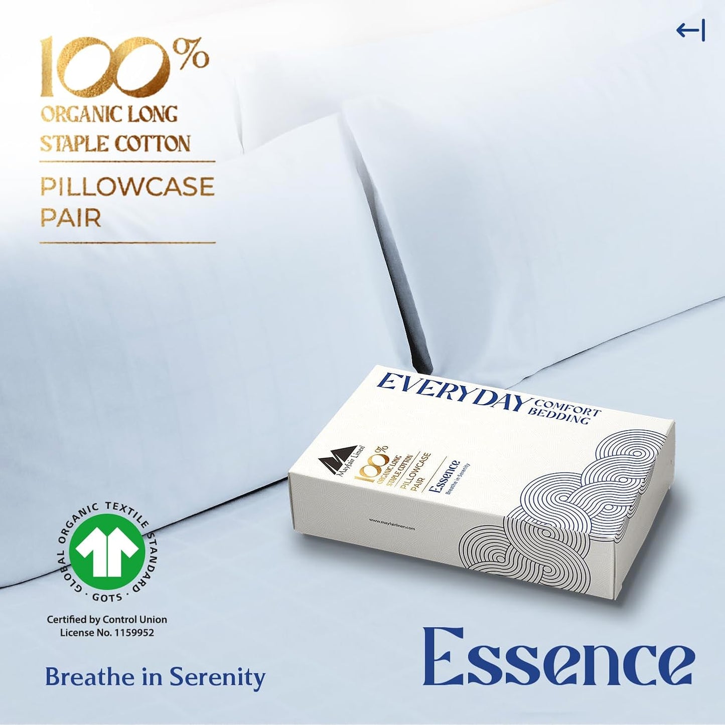 Mayfair Linen 100% Organic Cotton Percale Sheets Full Size - White Cotton Percale Sheets Full, 4 Piece Full Percale Sheet Sets, Soft & Crisp, Cooling Sheets, 16" Deep Pocket Hotel Sheets Full Size