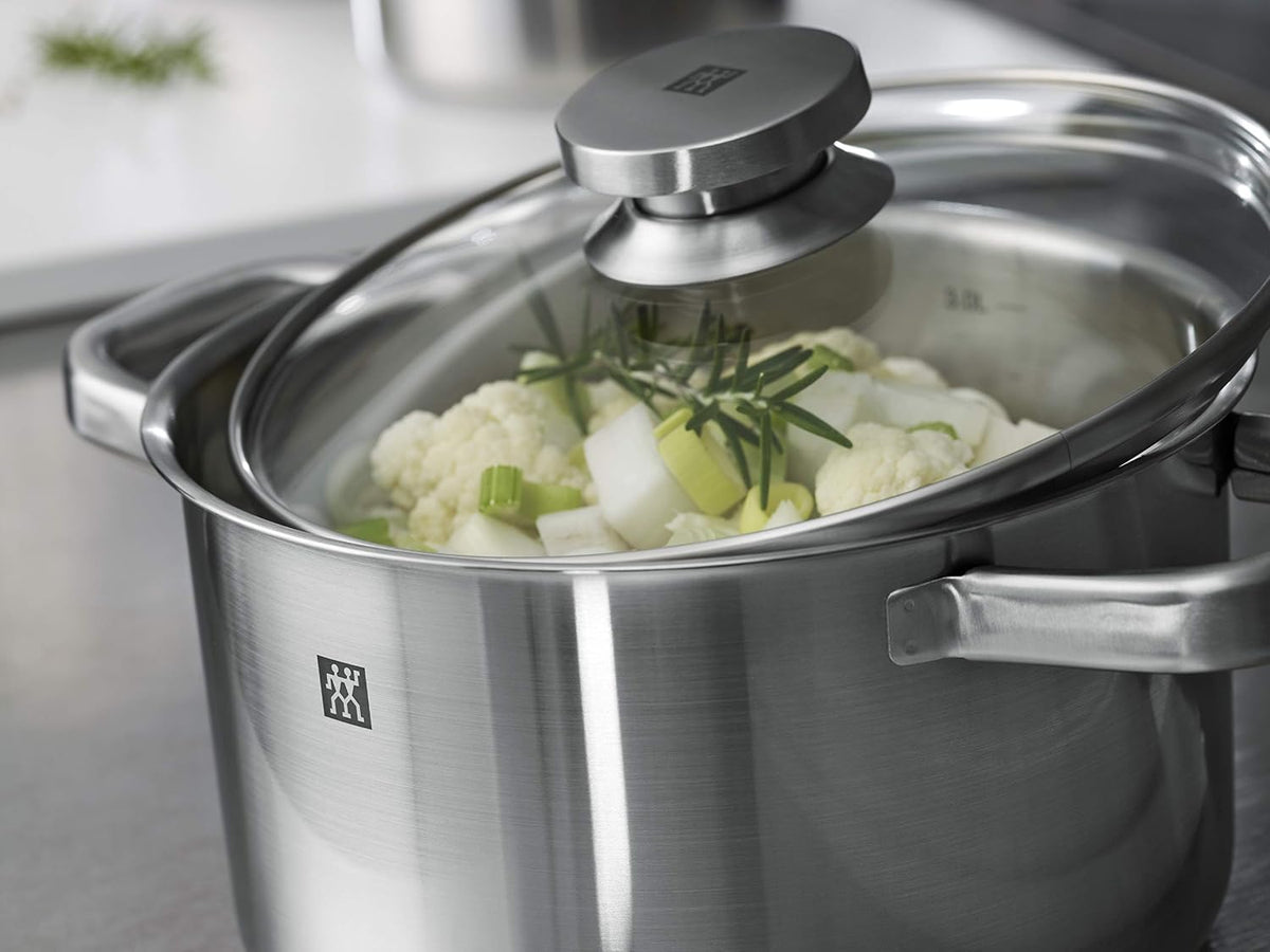 ZWILLING Joy 4.25L 18/10 Stainless Steel Round Double-Handled Saute Pan with Glass Lid, 64057-282