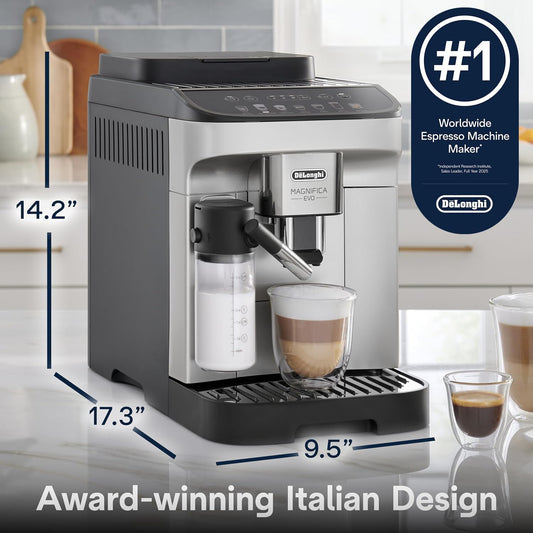 De'Longhi Magnifica Evo Automatic Espresso Machine, Milk Frother, Silver