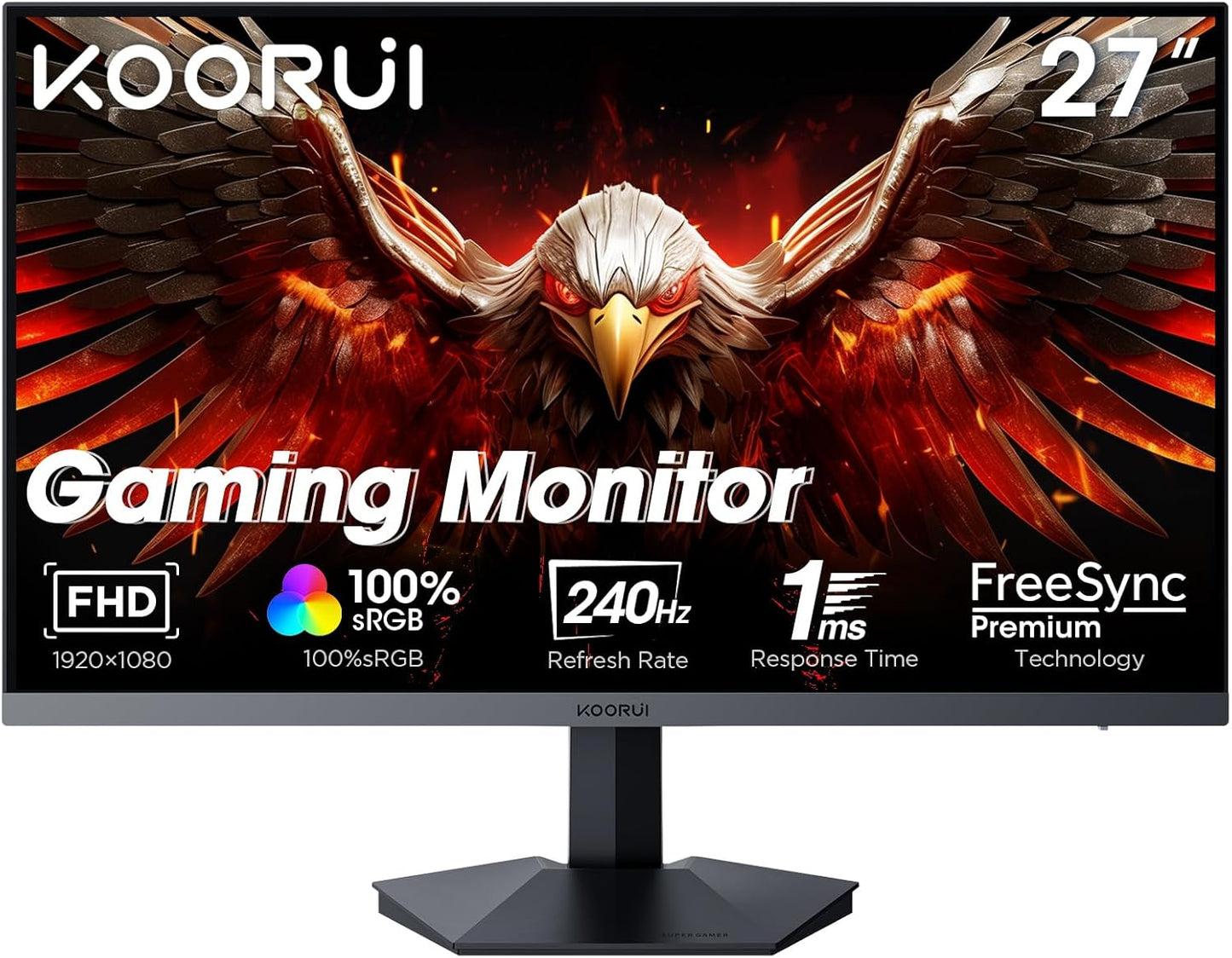 KOORUI 32 inch Curved Gaming Monitor - QHD (2560 x 1440) 2K Display, 170Hz 144Hz Monitors, 1500R Curvature, 1ms, HDR10, Adaptive Sync, Tilt Adjustable, DisplayPort HDMI, Black - 32E6QC