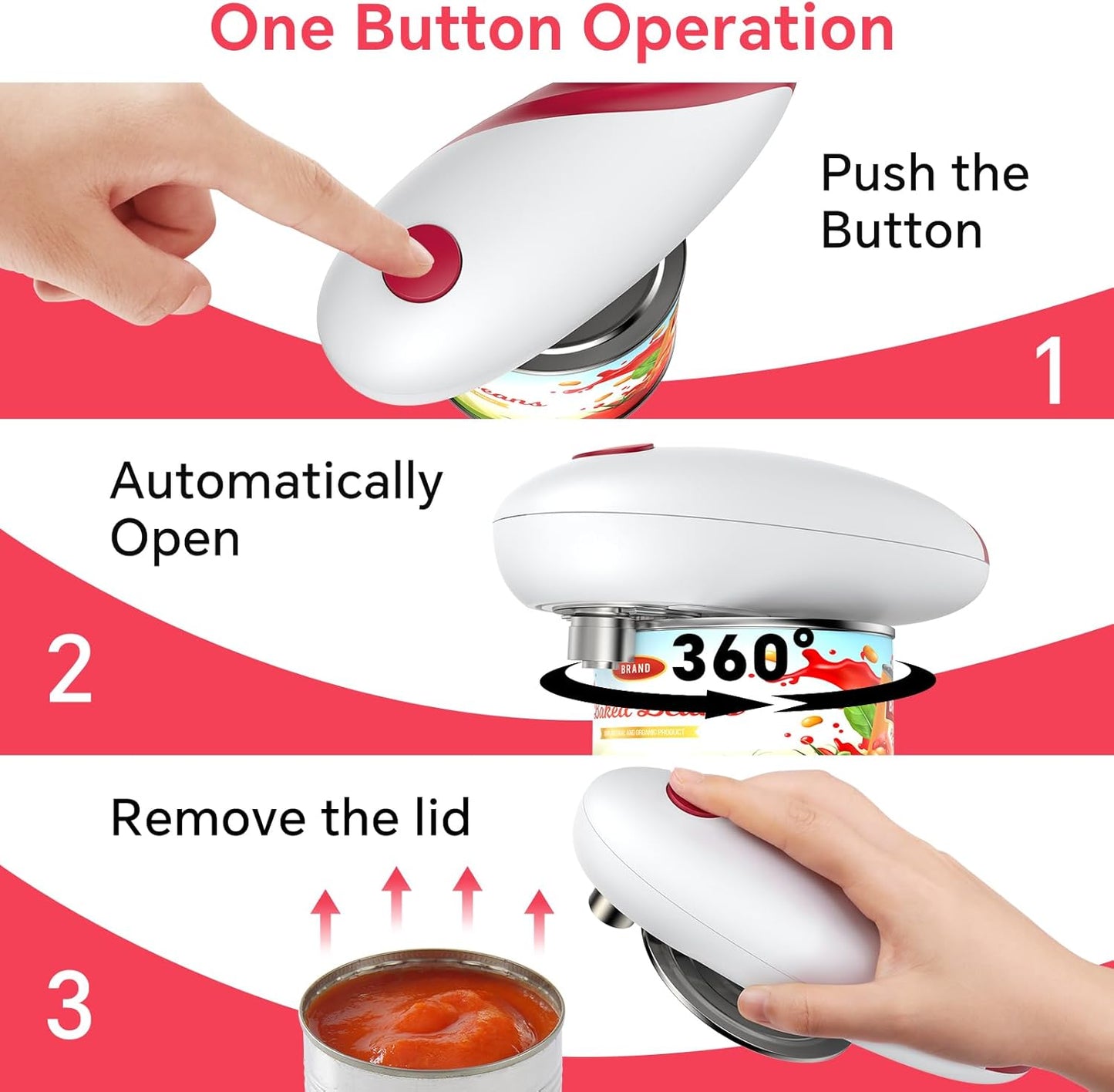 Osnil Rechargeable Electric can Opener for Seniors, Arthritis and Mum Automatic Open Any Size can with Smooth Edge Food-Safe with Rechargeable Battery and USB Cable