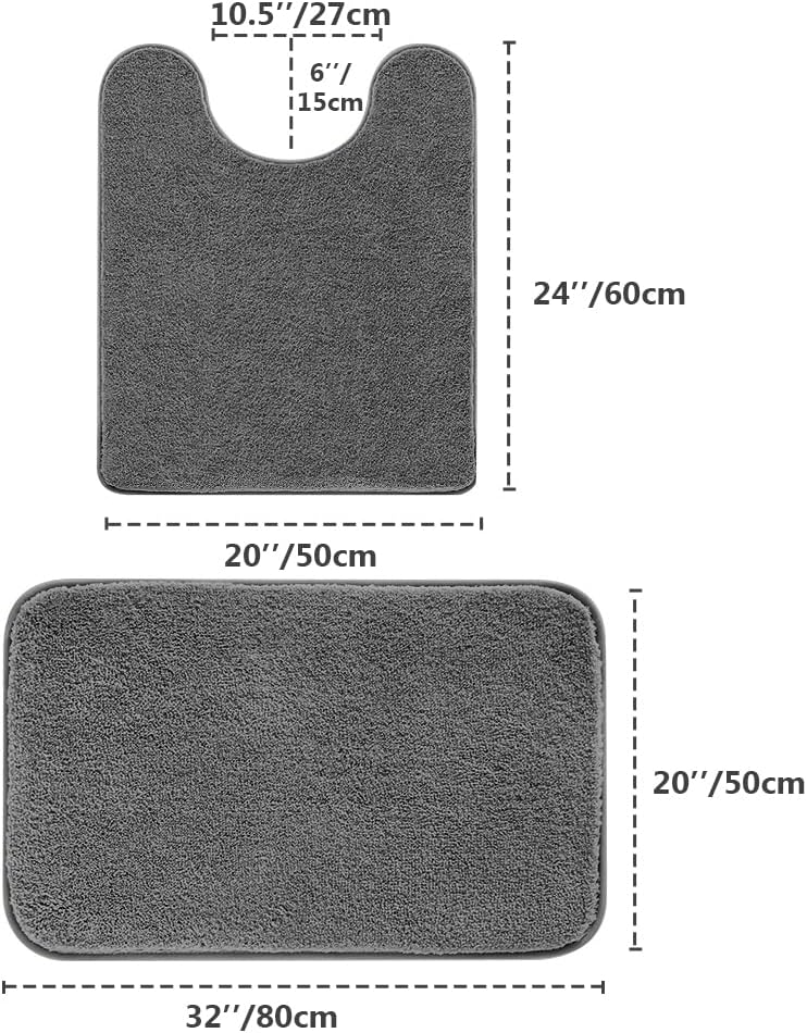 Bathroom Rugs Set 2 Pieces - Bath Rugs Ultra Soft Absorbent Non-Slip Fluffy Thick Microfiber Cozy Bath Mats Set for Tub Shower Bathroom Floors Accessories, 20"x32" & 16"x24" Set of 2 (Beige)