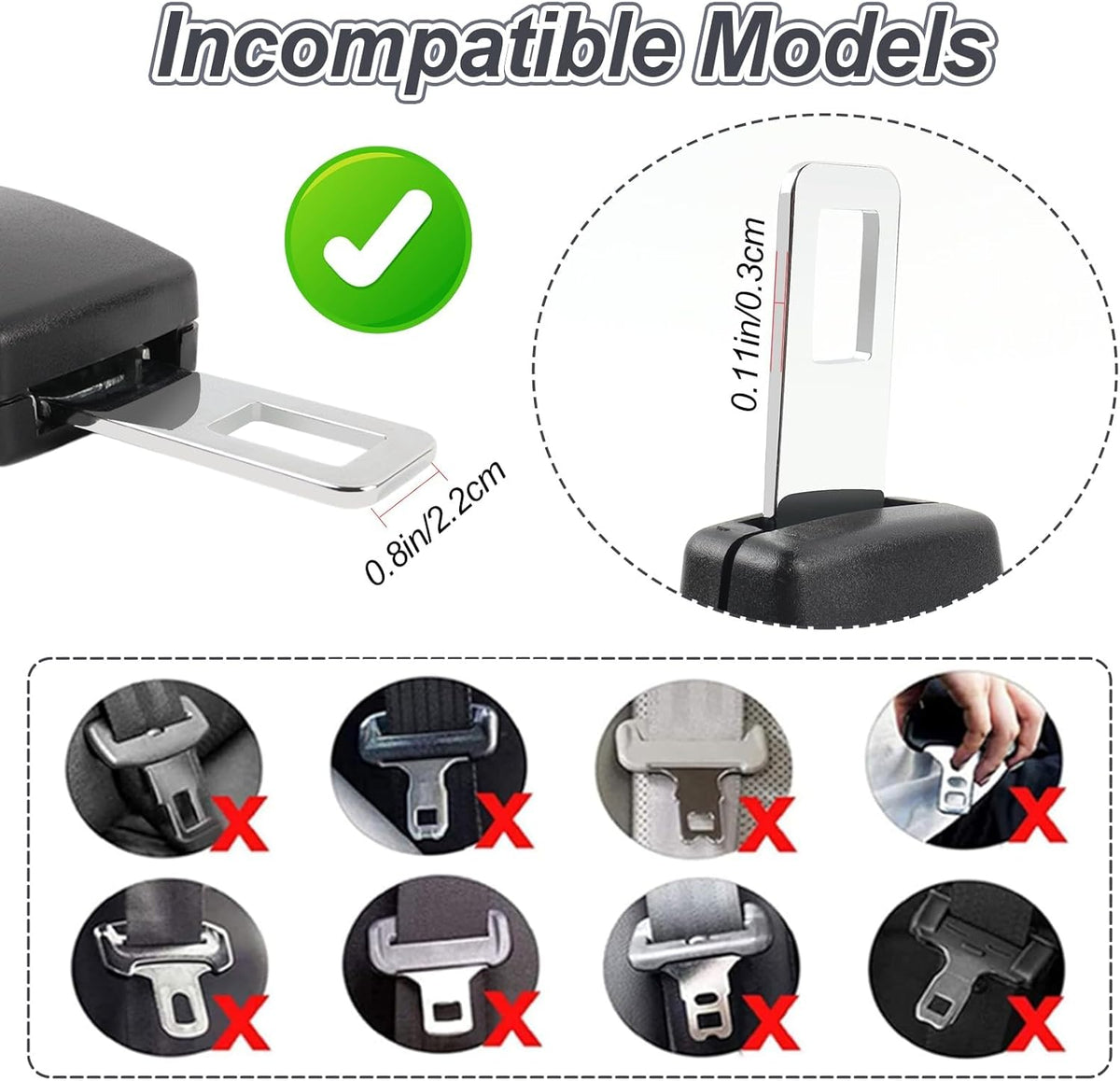 Universal Car Seat Belt Buckle Extension | Safety Seat Belt Extender Clip | ABS Plastic Seatbelt Adjuster | Easy Install Vehicle Seat Belt Extension | 2 Pack Comfort Belt Adapter - PuriLite