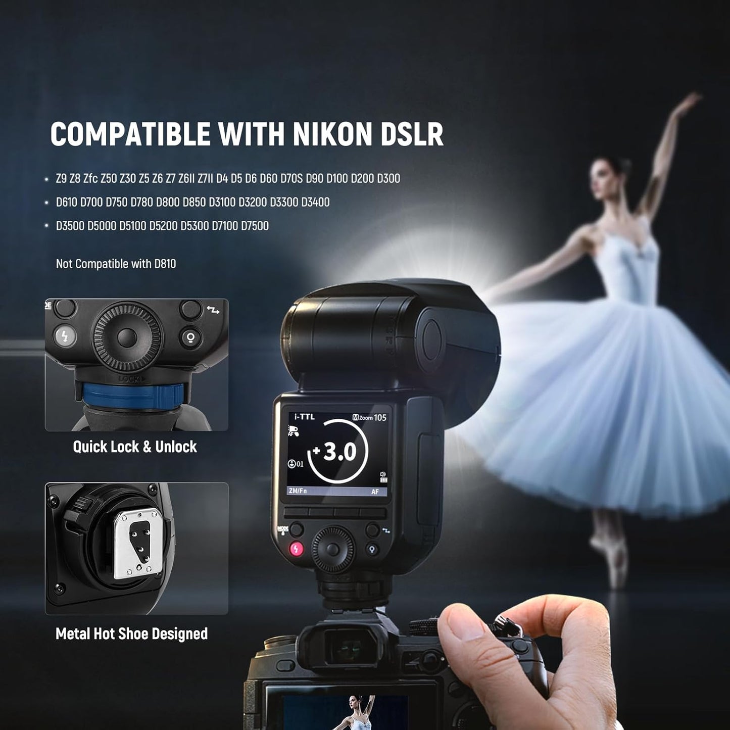 NEEWER Z2PRO-C 2.4G TTL Round Head Flash Speedlite Compatible with Canon, Wireless Compatible with Godox, Upgraded UI, 76Ws 1/8000s HSS, TTL/M TCM Switch, 7.2V/3000mAh Battery, 600 Full Power Flash