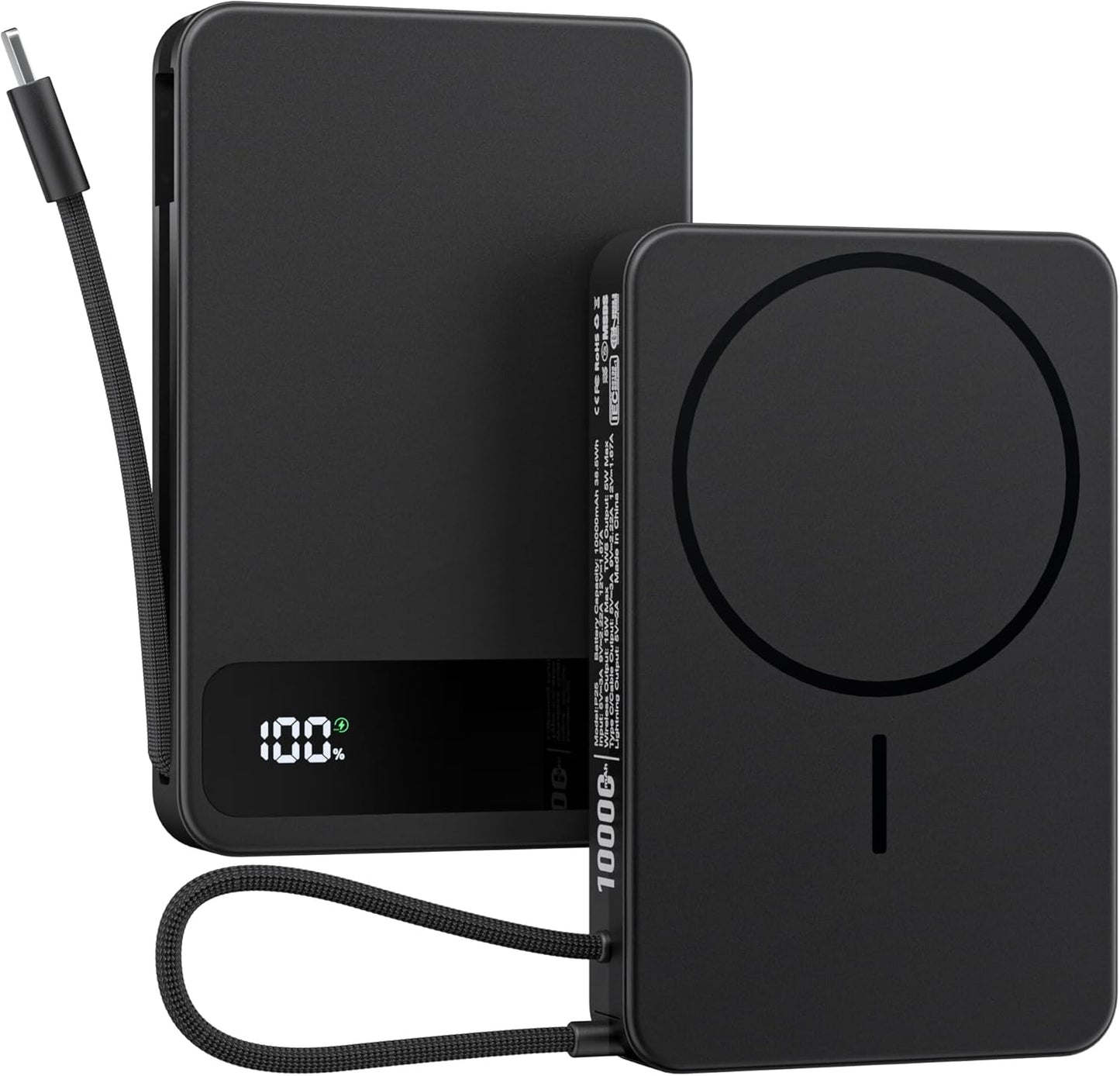 Magnetic Power Bank, 10,000mAh Wireless Portable Charger for Mag-Safe 15W Fast Charging, Battery Pack with USB-C Cable 20W in/Out for iPhone Air/17/16/15/14/13/12/Plus/Pro/Pro Max, AirPods & More