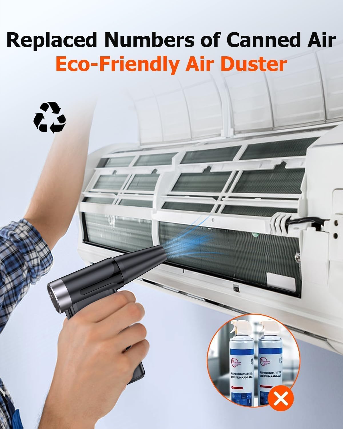 ZasLuke Compressed Air Duster, 300000RPM Cordless Electric Air Blower with Brushless Motor, 8-Gear Adjustable Mini Blower with Fast Charging, Dust Blower for Computer, Keyboard, House, Outdoor and Car