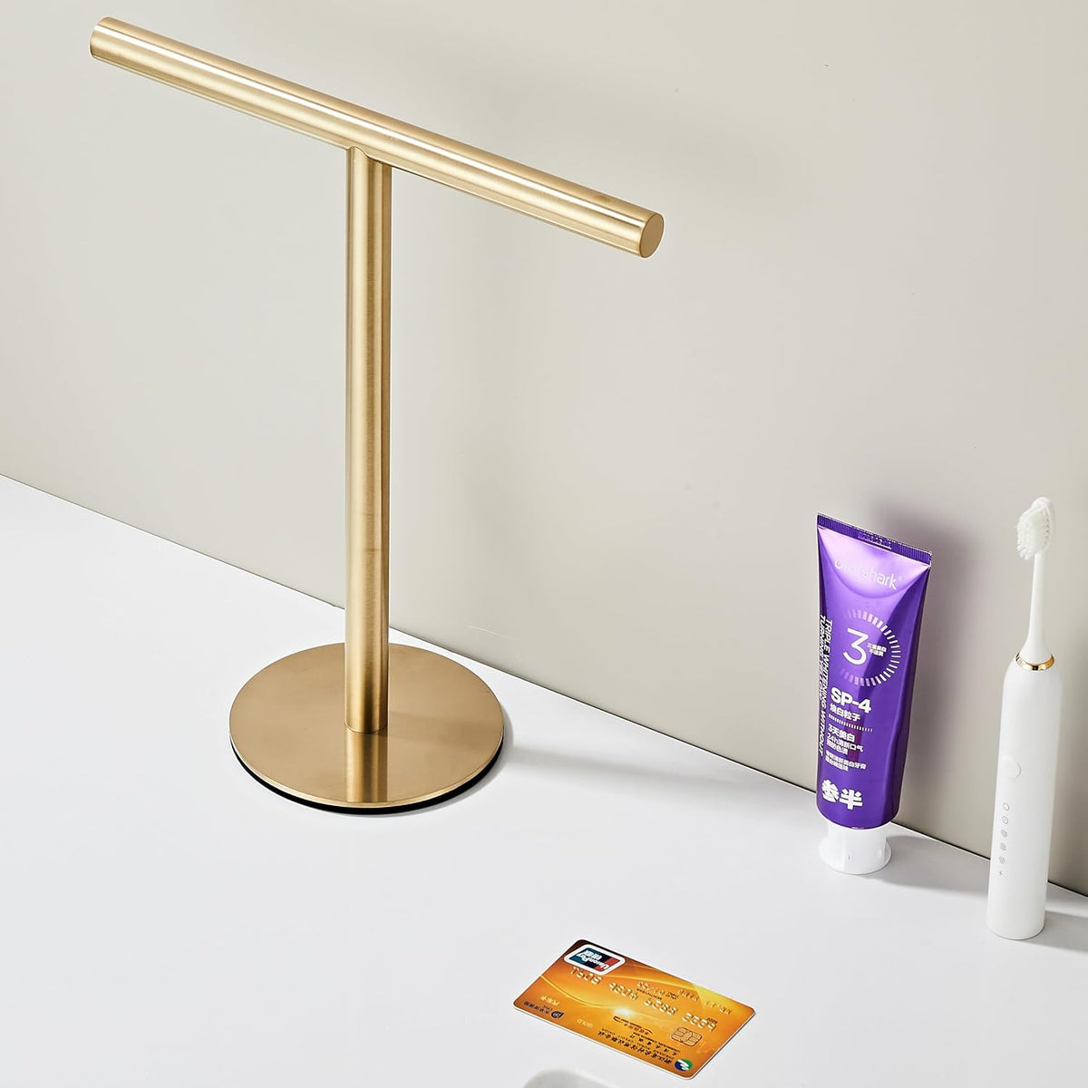 Bathroom Hand Towel Holder Stand,T-Shape Hand Towel Holder Stand SUS304 Stainless Steel for Bathroom,Kitchen or Vanity Countertop
