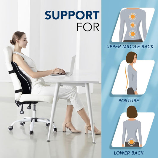 Lumbar Support Pillow for Office Chair Car Lumbar Pillow Back Cushion with 3D Mesh Cover, Lower Back Pain Relief Memory Foam Ergonomic Orthopedic Back Rest for Gaming Chair Desk Wheelchair Recliner…