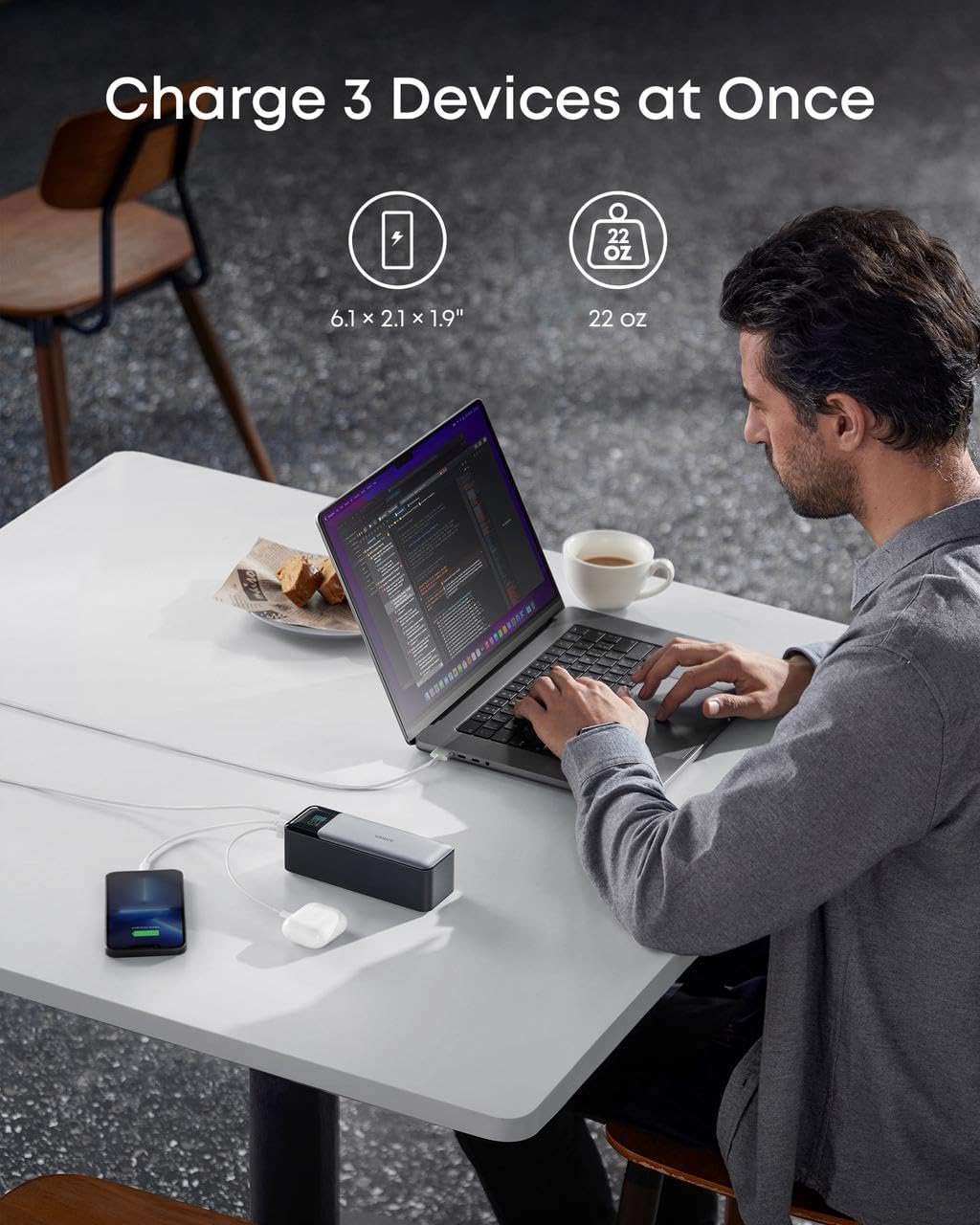 Anker Power Bank, 24,000 mAh 3-Port Portable Charger with 140W Output, Smart Digital Display, Compatible with iPhone 15/15 Plus/15 Pro/15 Pro Max, iPhone 14/13 Series, Samsung, MacBook, Dell, AirPods