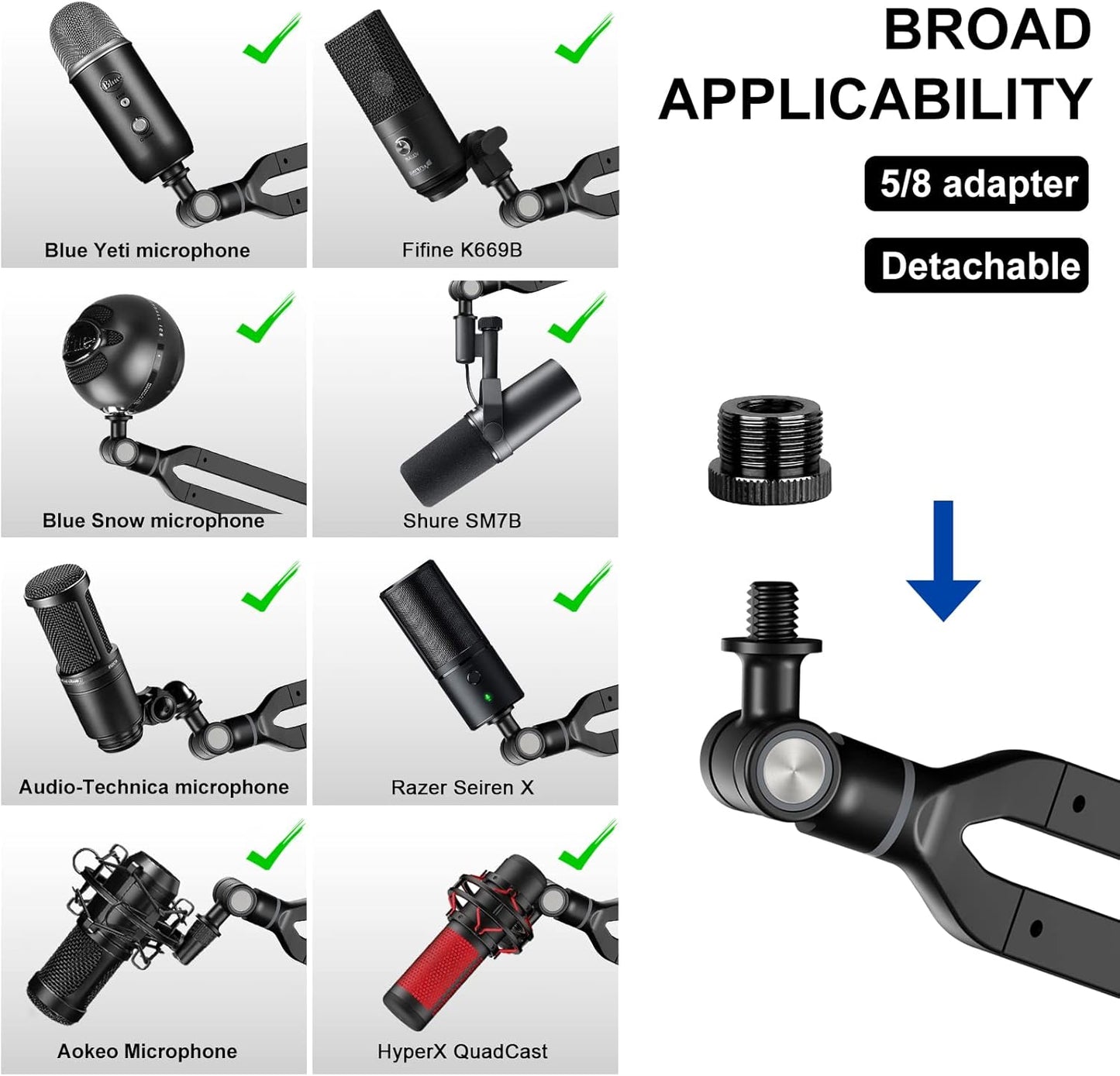 Microphone Arm,Aokeo AK-35 Microphone Desk Stand-Microphone Suspension Boom Scissor Arm Stand For Blue Yeti,Blue Snowball iCE,QuadCast,Elgato