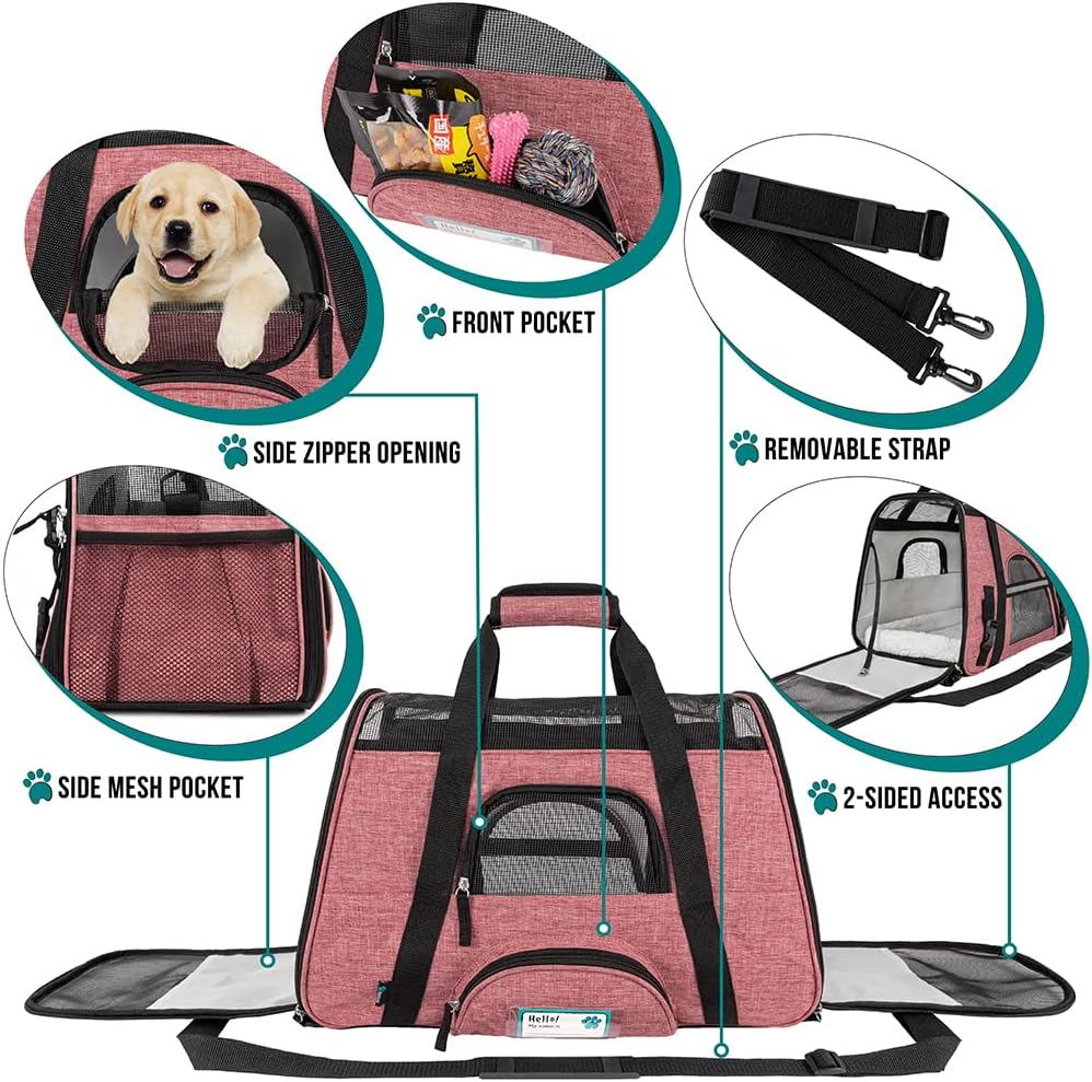 Premium Airline Approved Soft-Sided Pet Travel Carrier by PetAmi | Ventilated, Comfortable Design with Safety Features | Perfect For Plane or Car | Ideal for Small to Medium Sized Cats, Dogs, and Pets