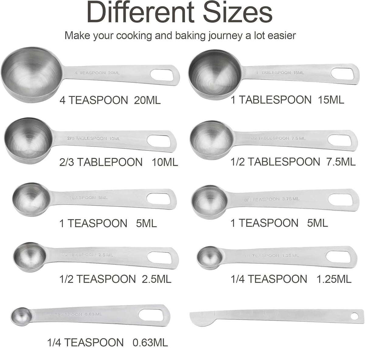 Smithcraft Measuring Cups and Spoons Set 18, Stainless Steel Measuring Cups and Spoons Set, 18/8(304) Steel Heavy Duty 8 Measuring Cups & 9 Measuring Spoons & 1 Stick for Kitchen & Baking Measuring - PuriLite