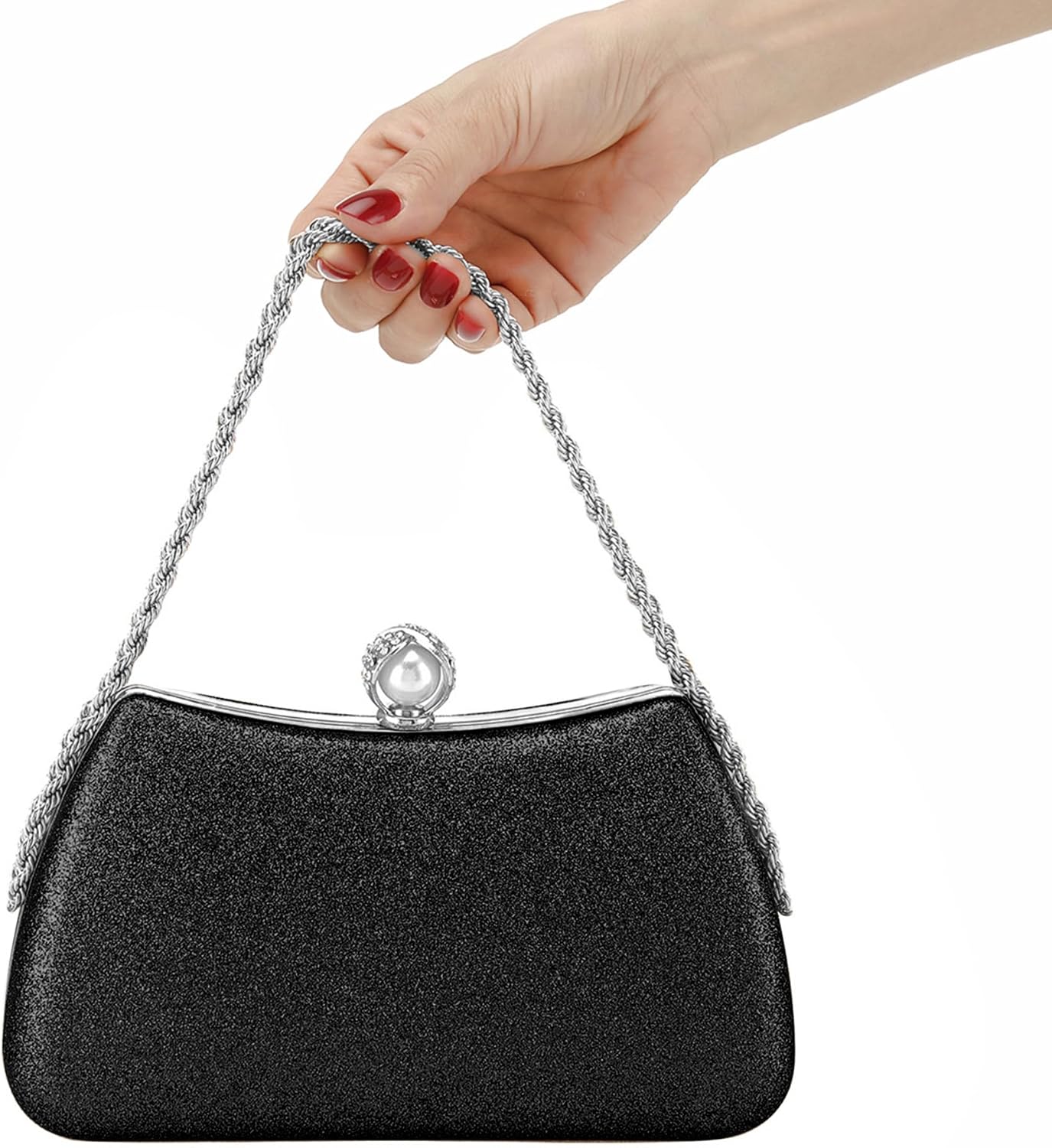 Buric Evening Clutch Bag for Women Glitter Shiny Dress Purse Wedding Bride Handbags Evening Clutches for Cocktail Party