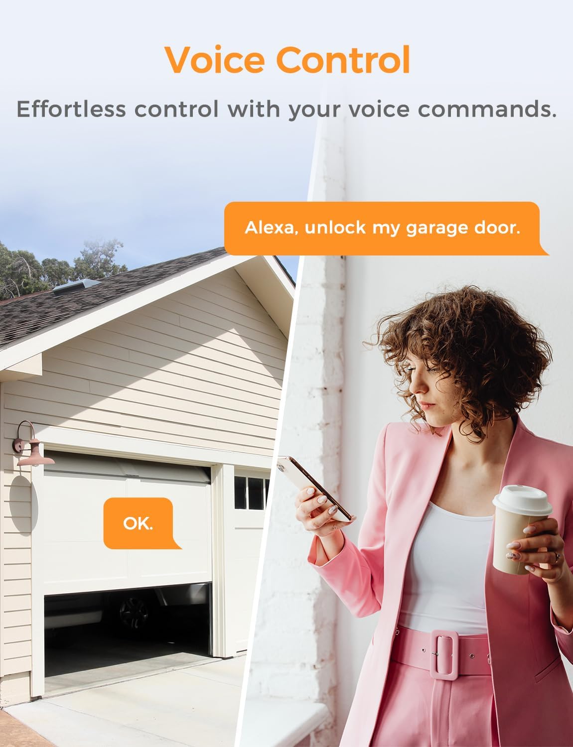 Refoss Smart Wi-Fi Garage Door Opener, APP Control, Compatible with Alexa, Google Assistant, ๐ก๐ผ ๐๐๐ฏ Needed