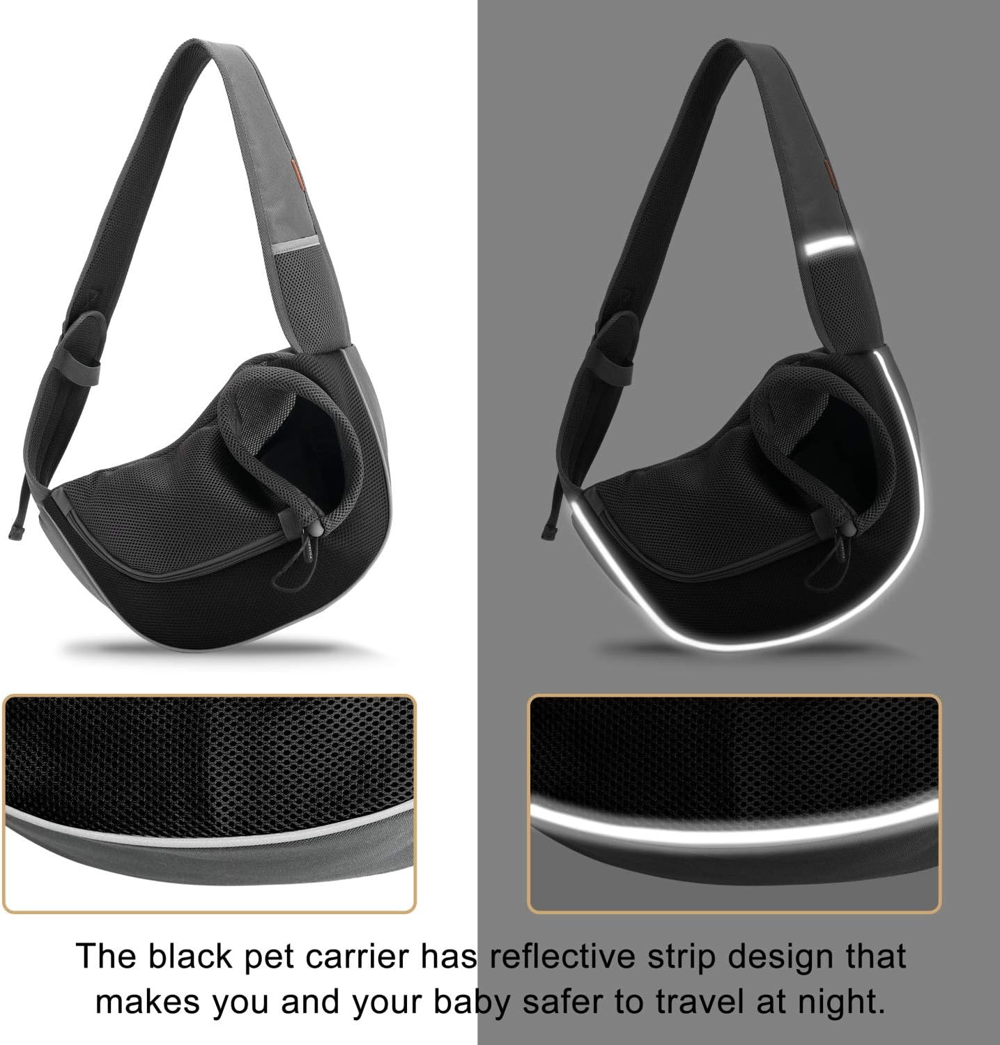FDJASGY Pet Sling Carrier for Small Dogs Cats,Breathable Mesh Travelling Hand Free Puppy Backpack with Pouch and Adjustable Strap Carrier Grey