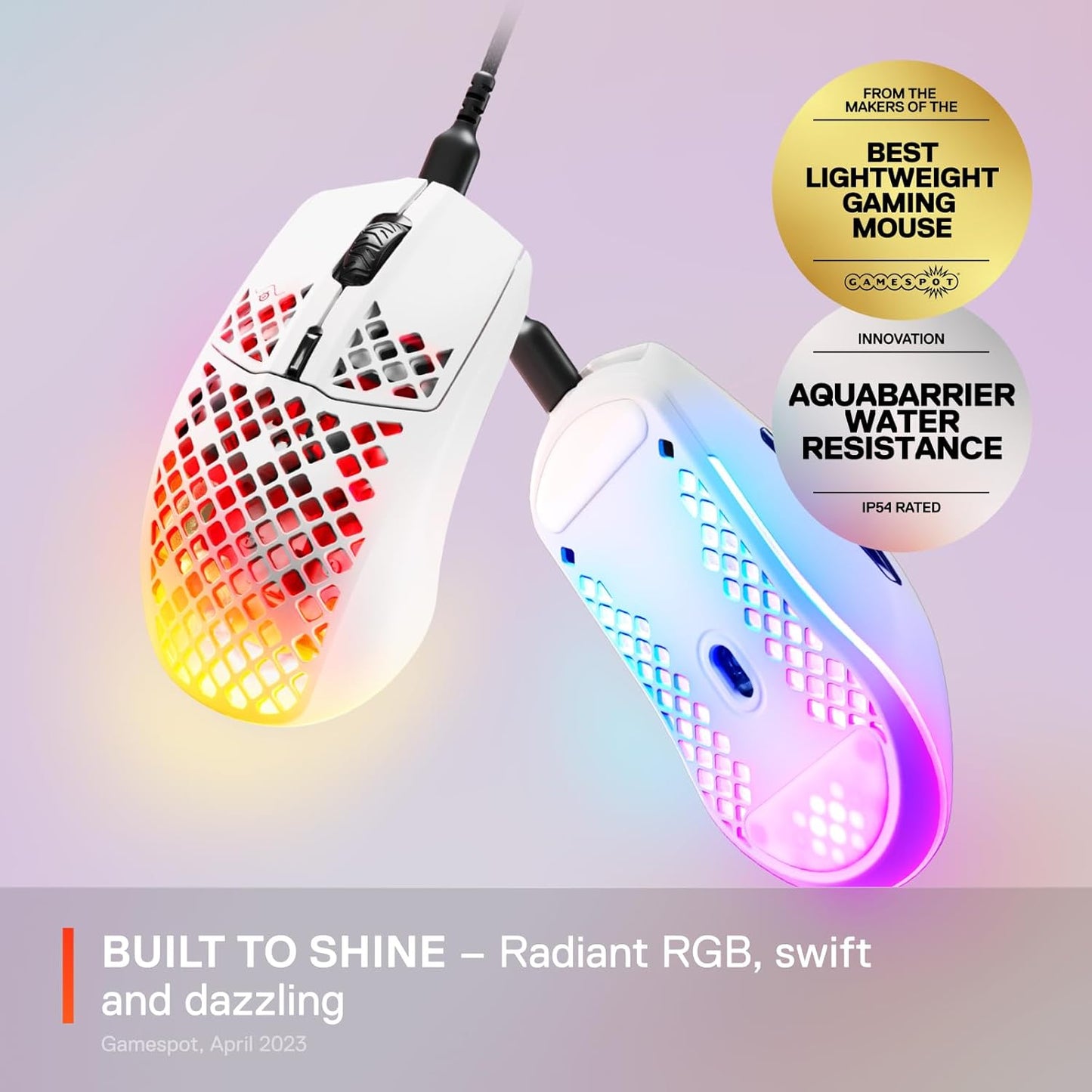 Ultra-Lightweight RGB Gaming Mouse 8500 DPI Optical Sensor Water-Resistant Honeycomb Design - PuriLite
