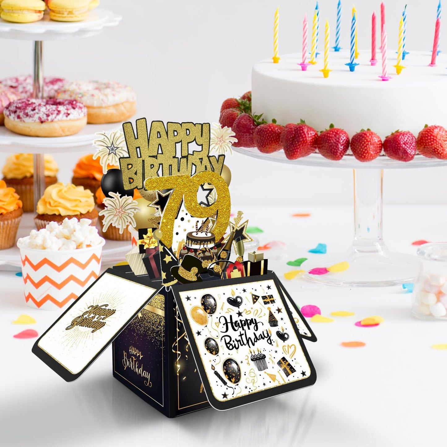 70th Birthday Card, 70th Birthday Decorations for Women Men, Happy Birthday 3D Cards for 70 Year Old Grandpa Grandma, Birthday Gift Box for Mother Dad