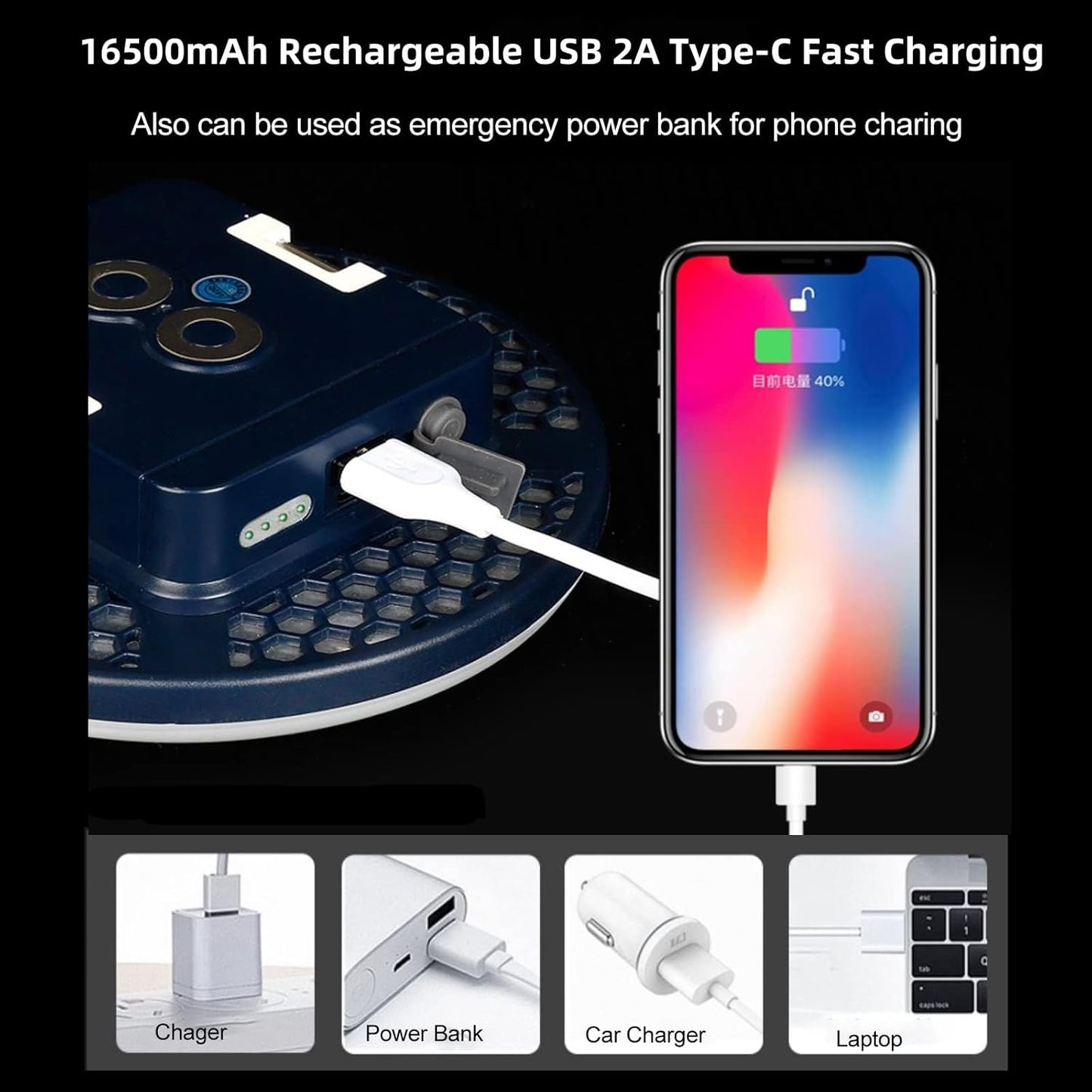 LED Camping Lantern Rechargeable, 9900mAh Power Bank LED Lantern with Magnet Tent Lantern IPX4 Waterproof 2500LM 4 Light Modes for Hook Camping, Hiking, Hurricane Emergency, Home and Car