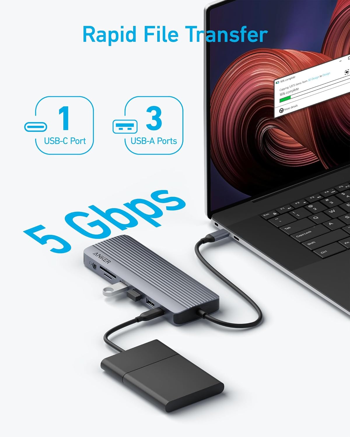 Anker USB C Hub, Triple Display USB-C Hub (14-in-1), 4K@60Hz HDMI with 100W Max Power Delivery, 5 Gbps USB-C and USB-A Data Ports, for MacBook, Lenovo, Dell XPS, HP Laptops, and More