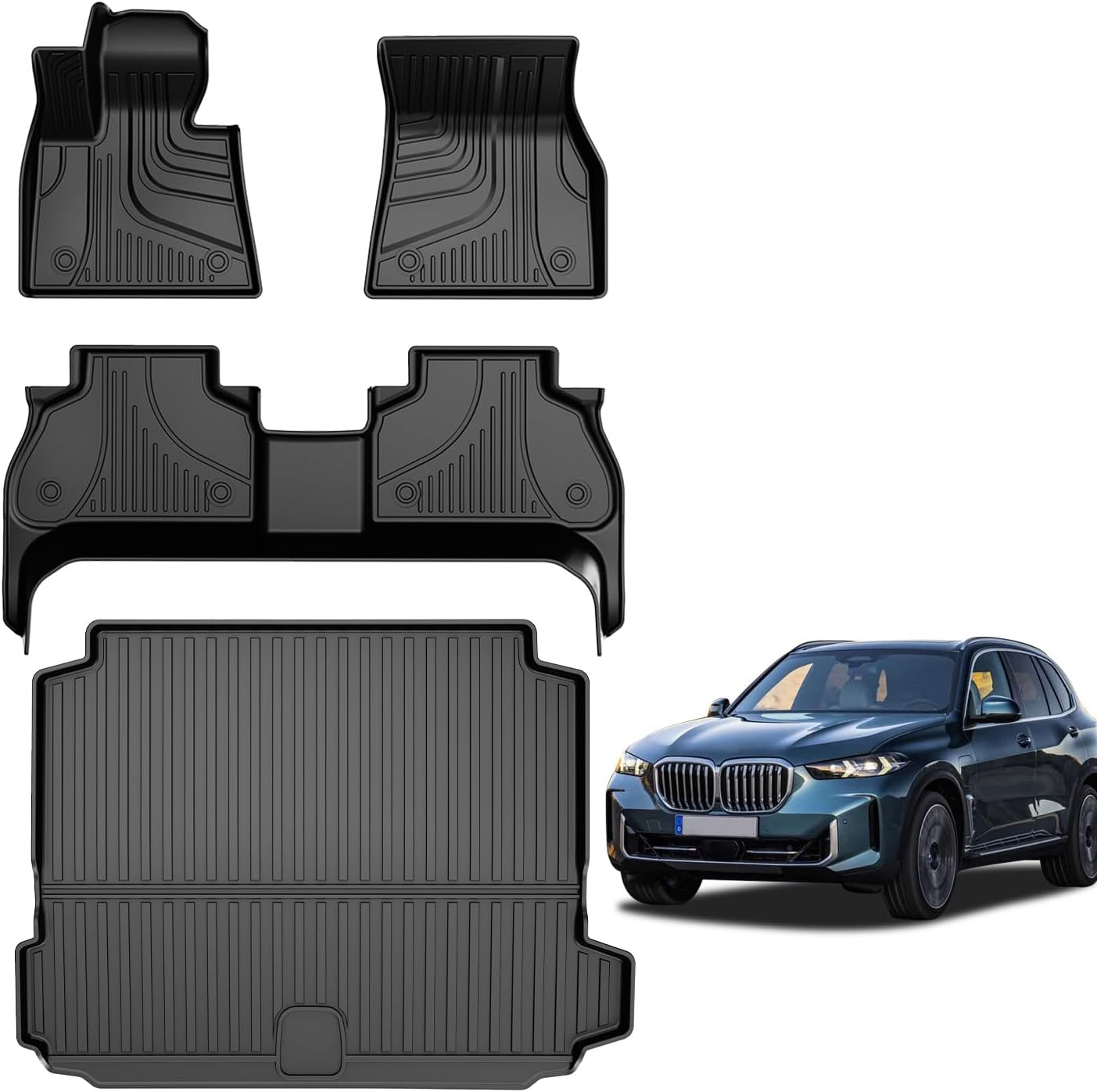 AOMSAZTO Floor Mats & Trunk Mat for 2024 2025 Chevy Equinox EV (Non Fuel),TPE All Weather Protection 2 Rows Car Floor Liners with Cargo Liner for Chevrolet Equinox EV (Non Fuel)