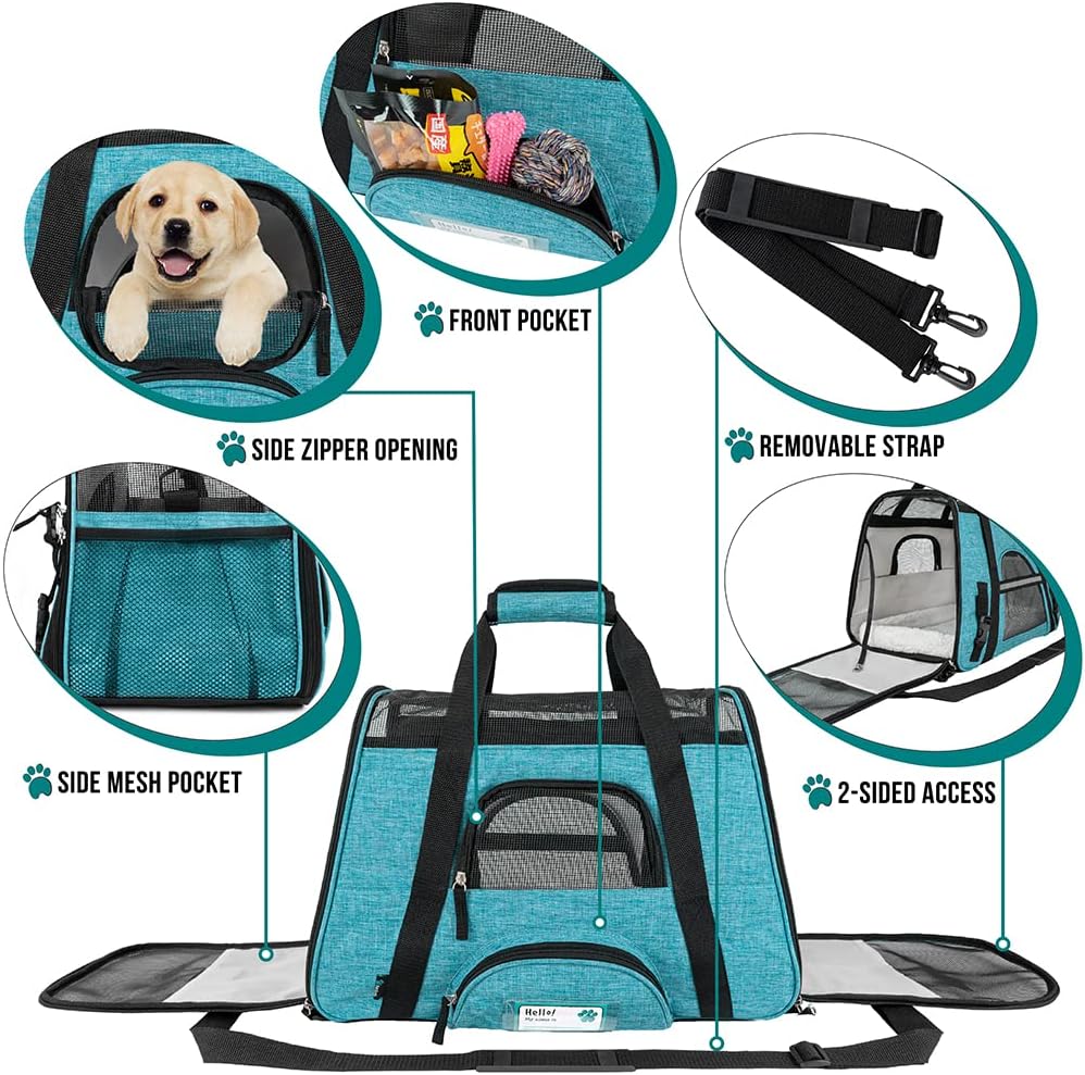 Premium Airline Approved Soft-Sided Pet Travel Carrier by PetAmi | Ventilated, Comfortable Design with Safety Features | Perfect For Plane or Car | Ideal for Small to Medium Sized Cats, Dogs, and Pets