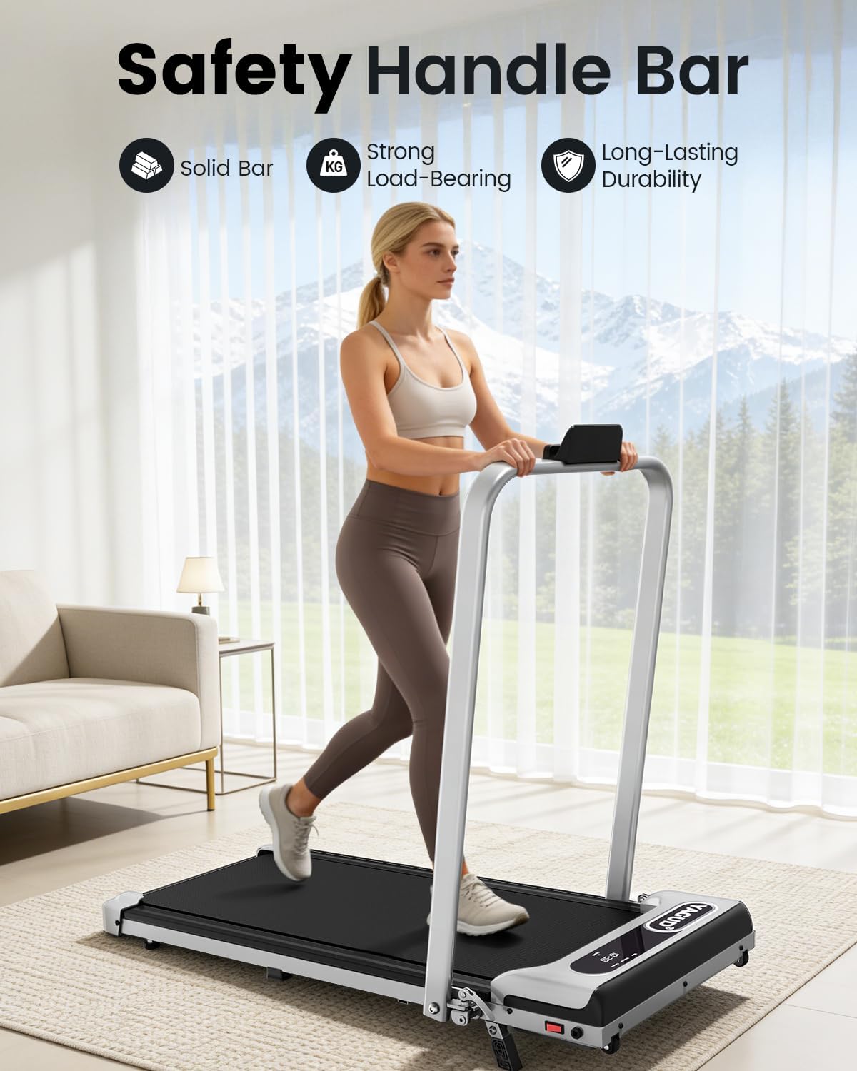Yagud Walking Pad with 8% Incline, 3 in 1 Treadmill for Home & Office, 2.5HP Under Desk Treadmill with Handle, Portable Treadmill with Remote Control & Led Display, No Installation