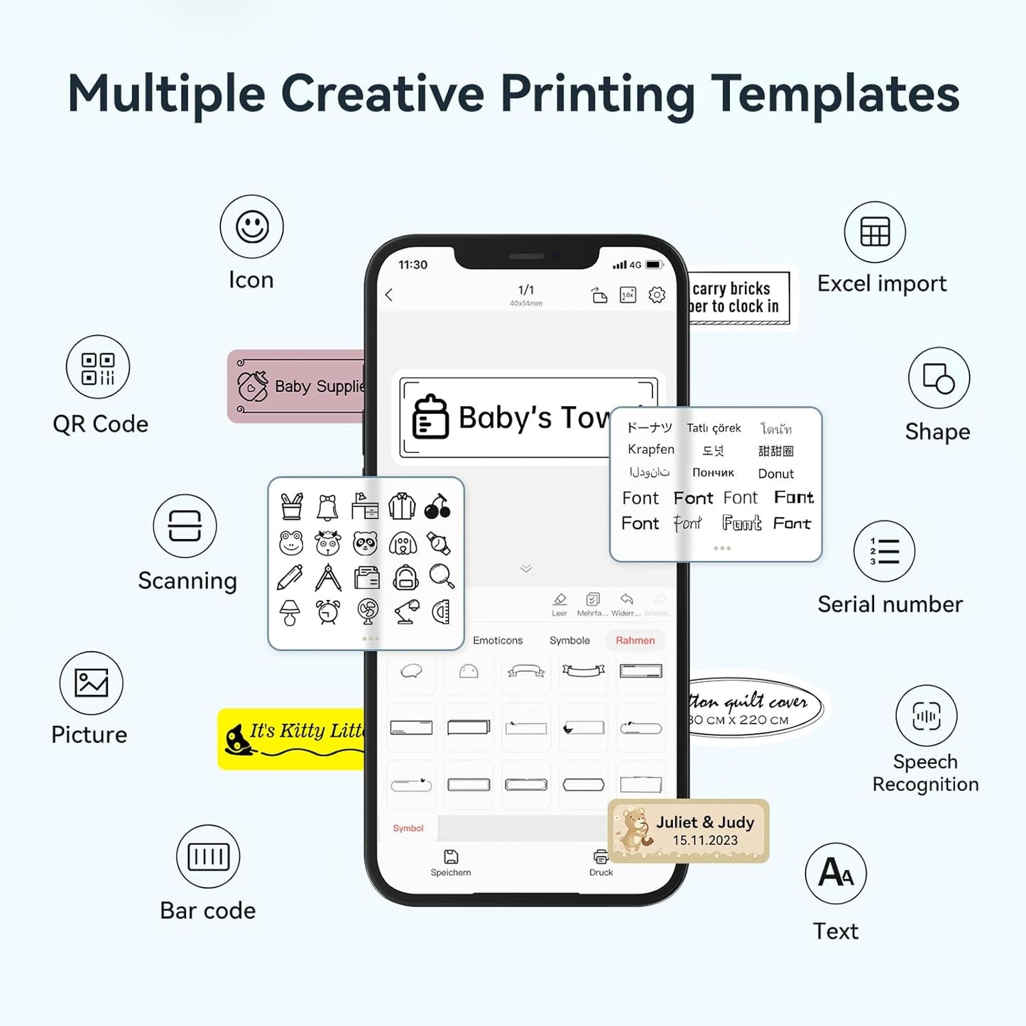 NIIMBOT D110 Mini Label Maker Machine with Tape(Pre-Cut Size 12x40mm), Portable Bluetooth Sticker Printer, Inkless Automatic Feeding One-Touch Custom Printing, Compatible with Phone Only