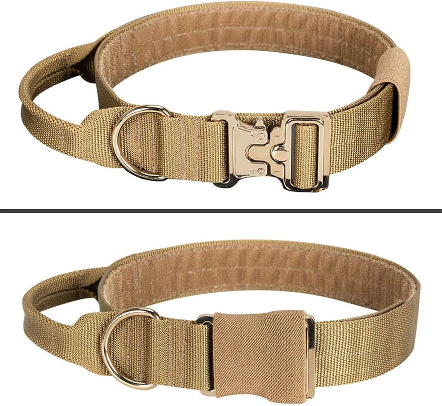 EXCELLENT ELITE SPANKER Tactical Dog Collar Nylon Adjustable K9 Collar Military Dog Collar Heavy Duty Metal Buckle with Handle(Coyote Brown-XL)