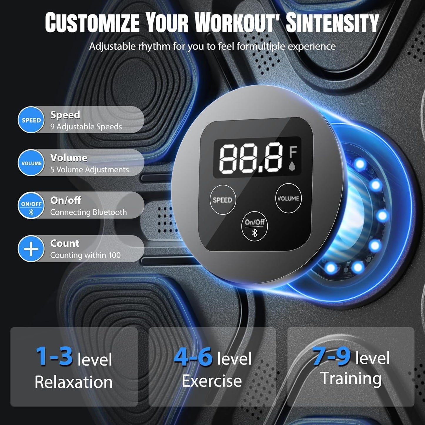Music Boxing Machine, Music Punching Machine for Adults Kids, Smart Bluetooth Boxing Training Equipment with Gloves Wall Mounted, Workout Punching Machine for Home,Office and Gym