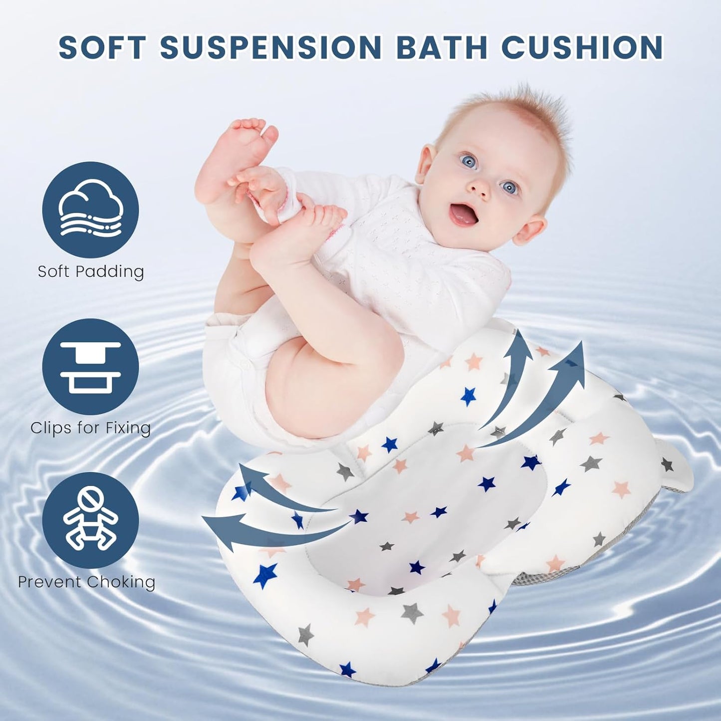 Baby Bathtub, Newborns Bath Essentials, Portable Bath tub For Infant 0-24 Months,Baby Shower Gifts With Soft Cushion,Temperature Sensor and Tray