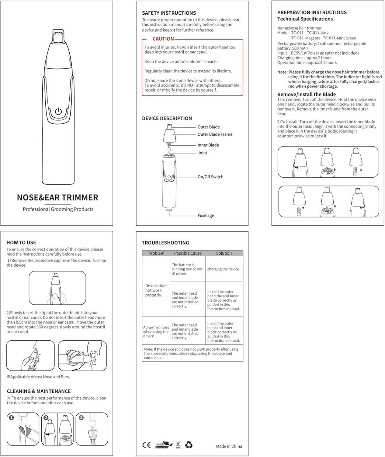 Purilite Select Rechargeable Ear and Nose Hair Trimmer