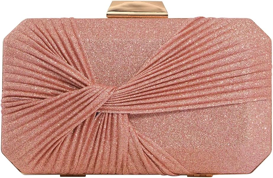 CORIOS Pleated Evening Bag Sparkly Sequin Clutch Bag for Women Sparkly Handbag Bridal Wedding Purse Elegant Crossbody Bag