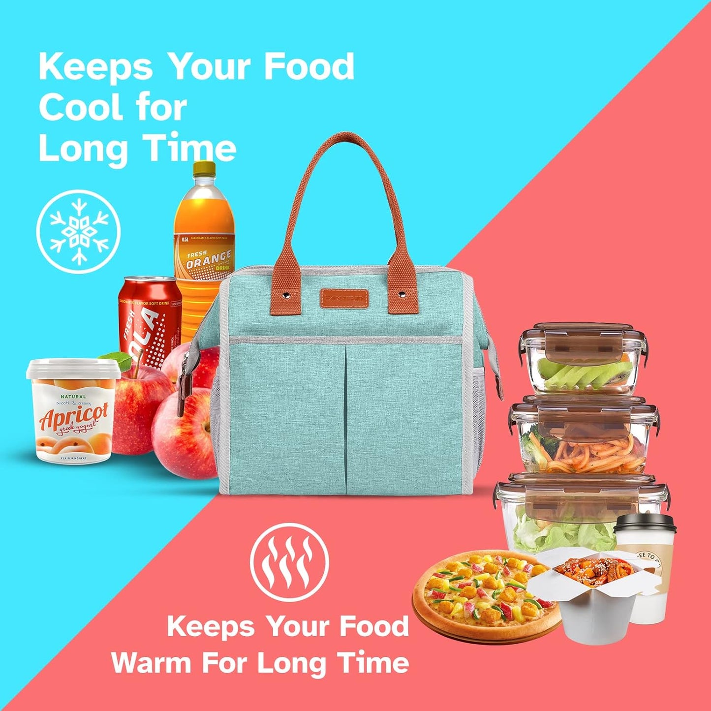 Lunch Bag for Women & Men, Insulated Lunch Box Cooler Tote Bags, Adult Reusable Lunch Boxes with Water Resistant for Work, Travel and Picnic (Grey)