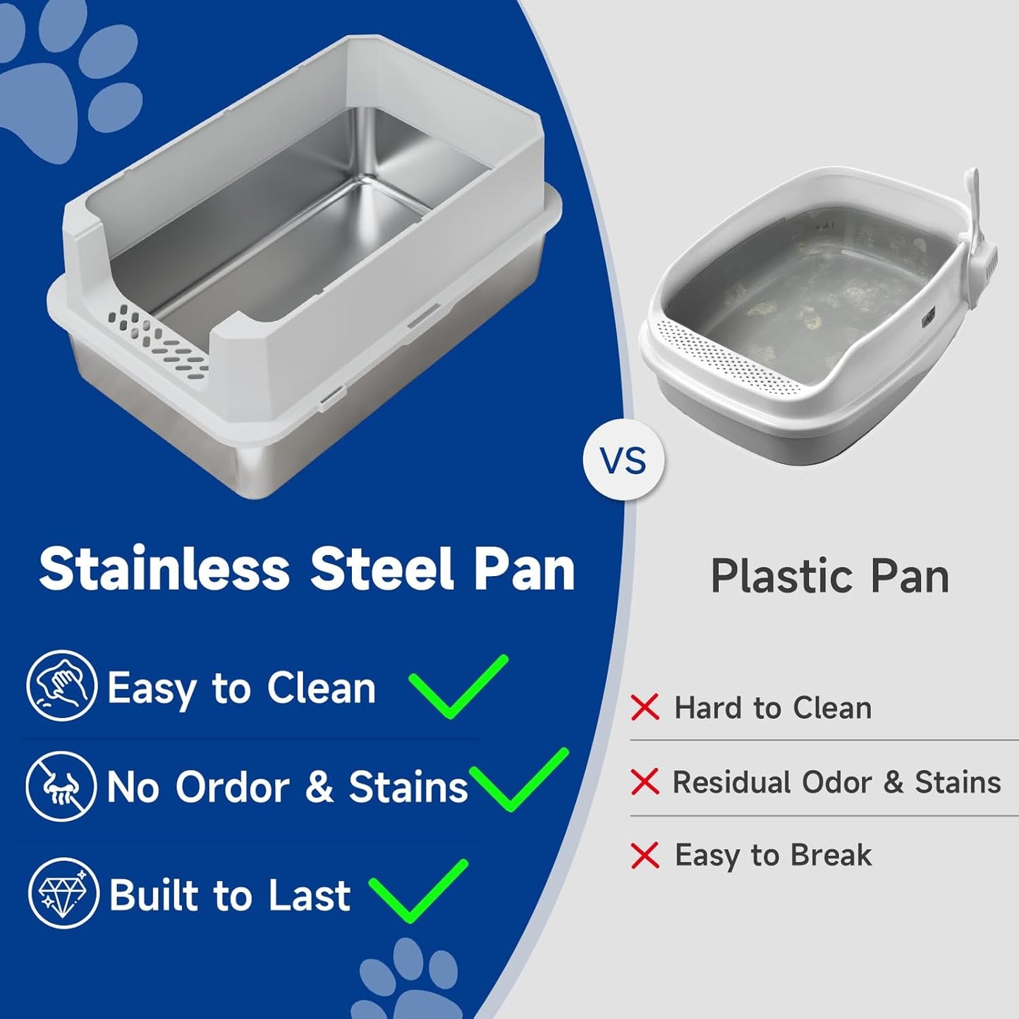 TENTIZON Stainless Steel Cat Litter Box, Extra Large Enclosed Kitty Litter Box with Removable Lid, Scoop, Pedal, XL High Sided Metal Litter Pan for Kitten, Big Cats Up to 11KG