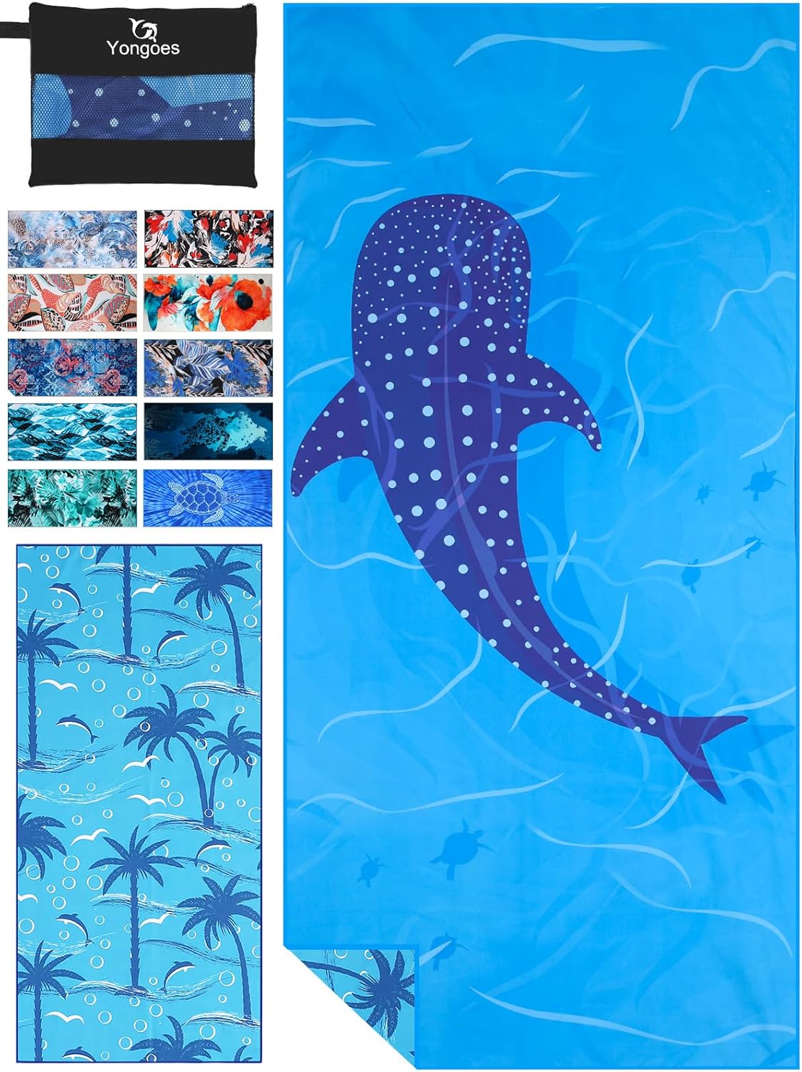 4 Pack Microfiber Lightweight Thin Beach Towel Sand Free Quick Dry Super Absorbent Compact Oversized Large Towels for Swimming Pool Yoga Gym Travel Vacation Beach Accessories Essentials for Adults