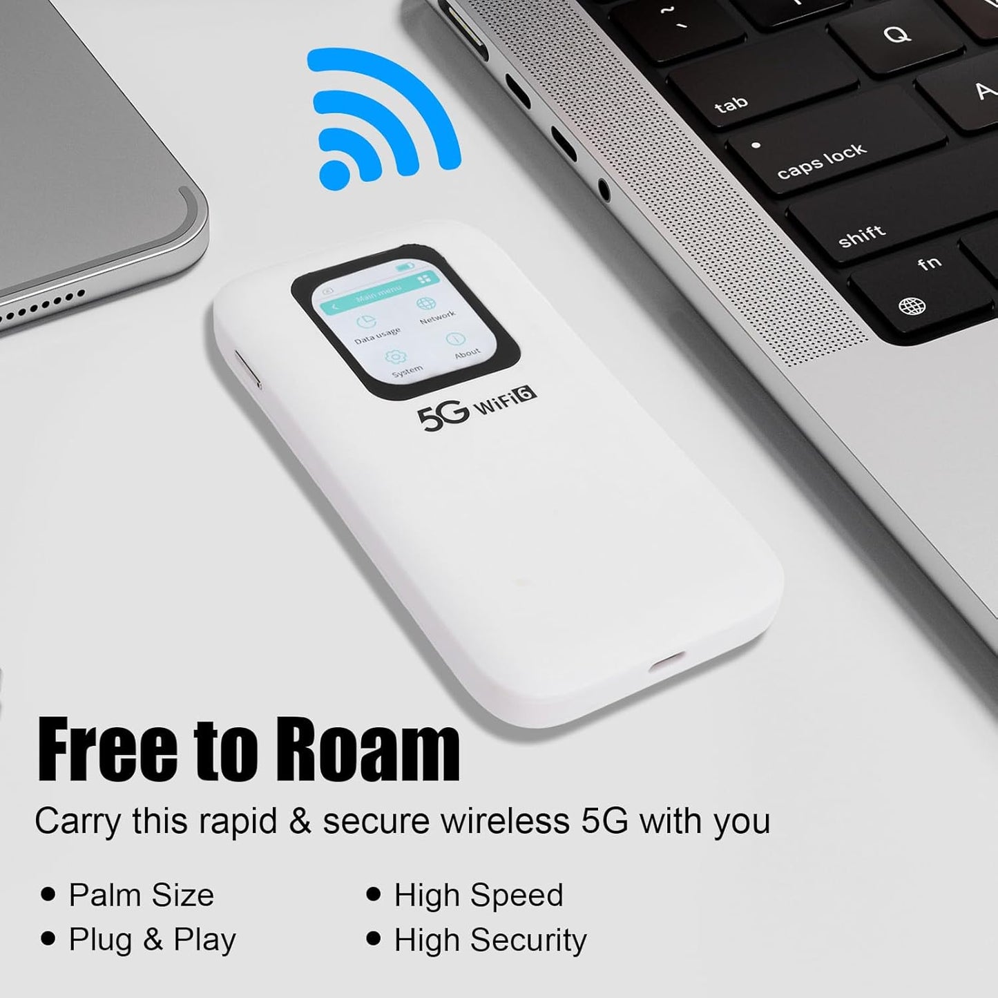 5G 4G Wi Fi LTE Mobile Hotspot, 5G Router with Nano SIM Card Slot, Portable Wi Fi 6 Mobile Hotspot for Travel, 16 Users, 2.01 Inch Screen, for Home Or Everywhere You Go