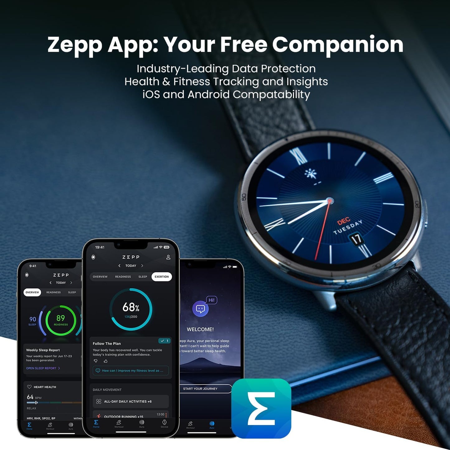Amazfit Active 2 Smart Watch 1.75" AMOLED Display, Offline Maps with GPS, 10 Day Battery, 160+ Sport Modes, Water Resistant, Heart Rate & Sleep Fitness Tracker for Android & iPhone, Black Leather