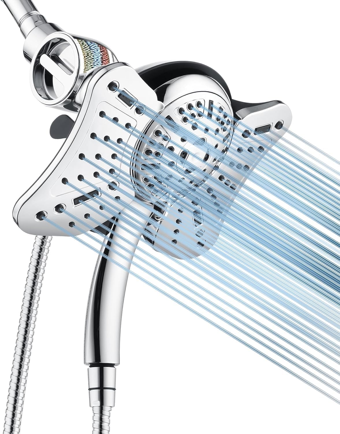 2.5 GPM High Pressure Shower Head: GRICH 8.7 Inch Black Shower Heads with Hand Held Spray 2-in-1 Combo, 9-Settings Handheld Shower Head & Adjustable Rain Shower Head with Hose 60'', Anti-Clog Nozzles