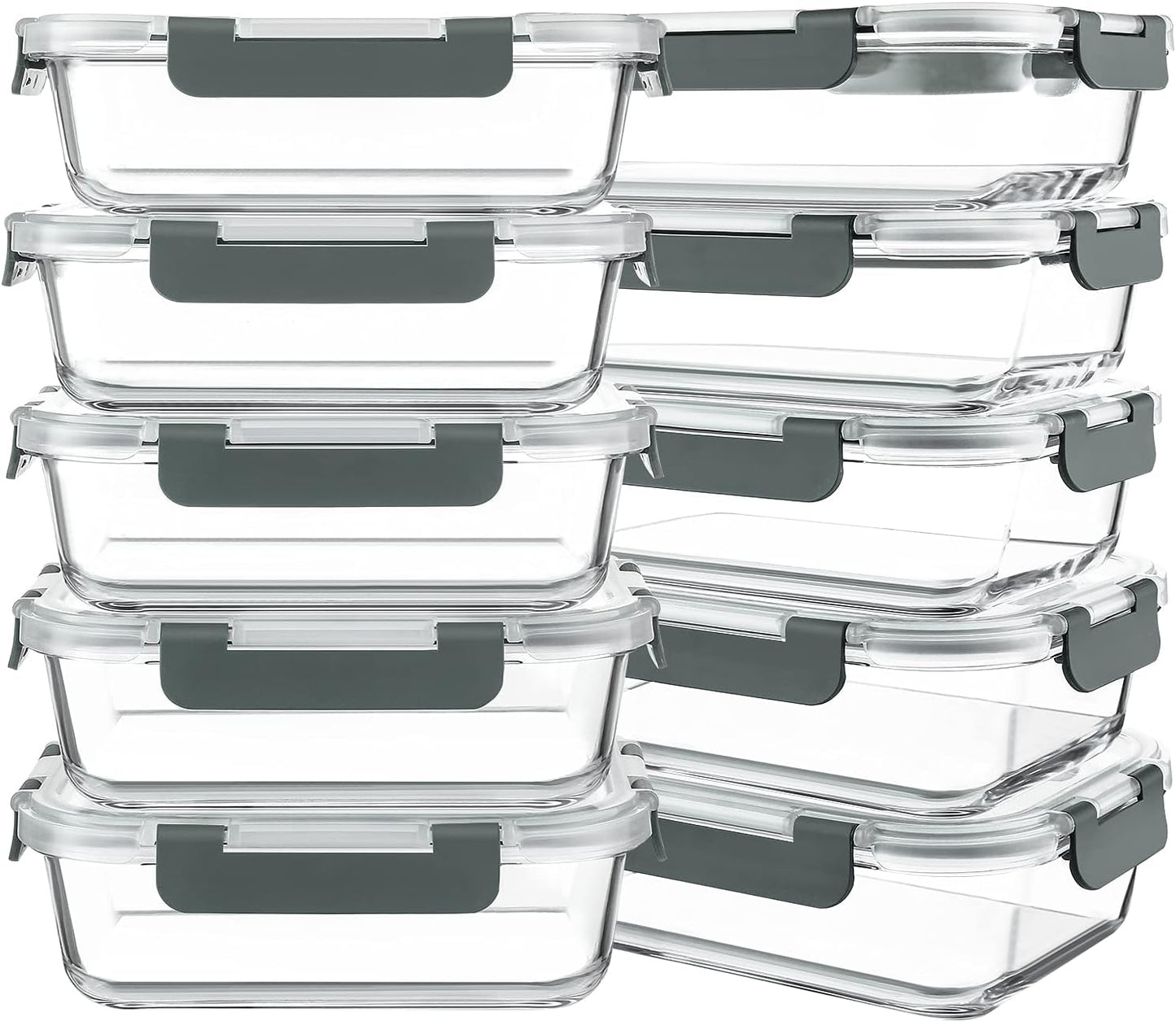 Purilite Select 10-Pack 30 oz Glass Meal Prep Containers with Lids