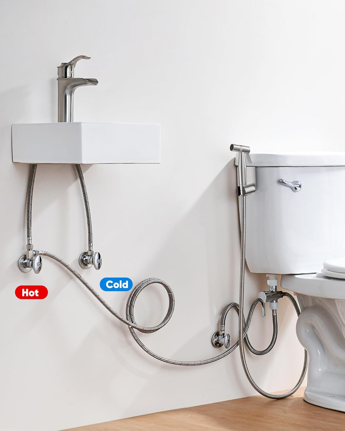 Arofa Handheld Bidet Sprayer for Toilet-Adjustable Water Pressure Control with Bidet Hose for Feminine Wash, Stainless Steel Brushed Nickel Cloth Diaper Bidet Toilet Sprayer for Baby Wash
