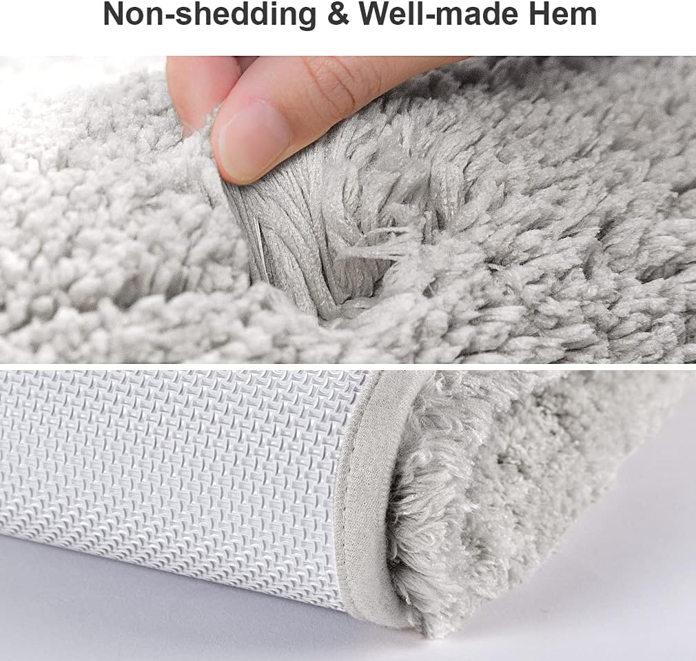 Bathroom Rugs Set 2 Pieces - Bath Rugs Ultra Soft Absorbent Non-Slip Fluffy Thick Microfiber Cozy Bath Mats Set for Tub Shower Bathroom Floors Accessories, 20"x32" & 16"x24" Set of 2 (Beige)