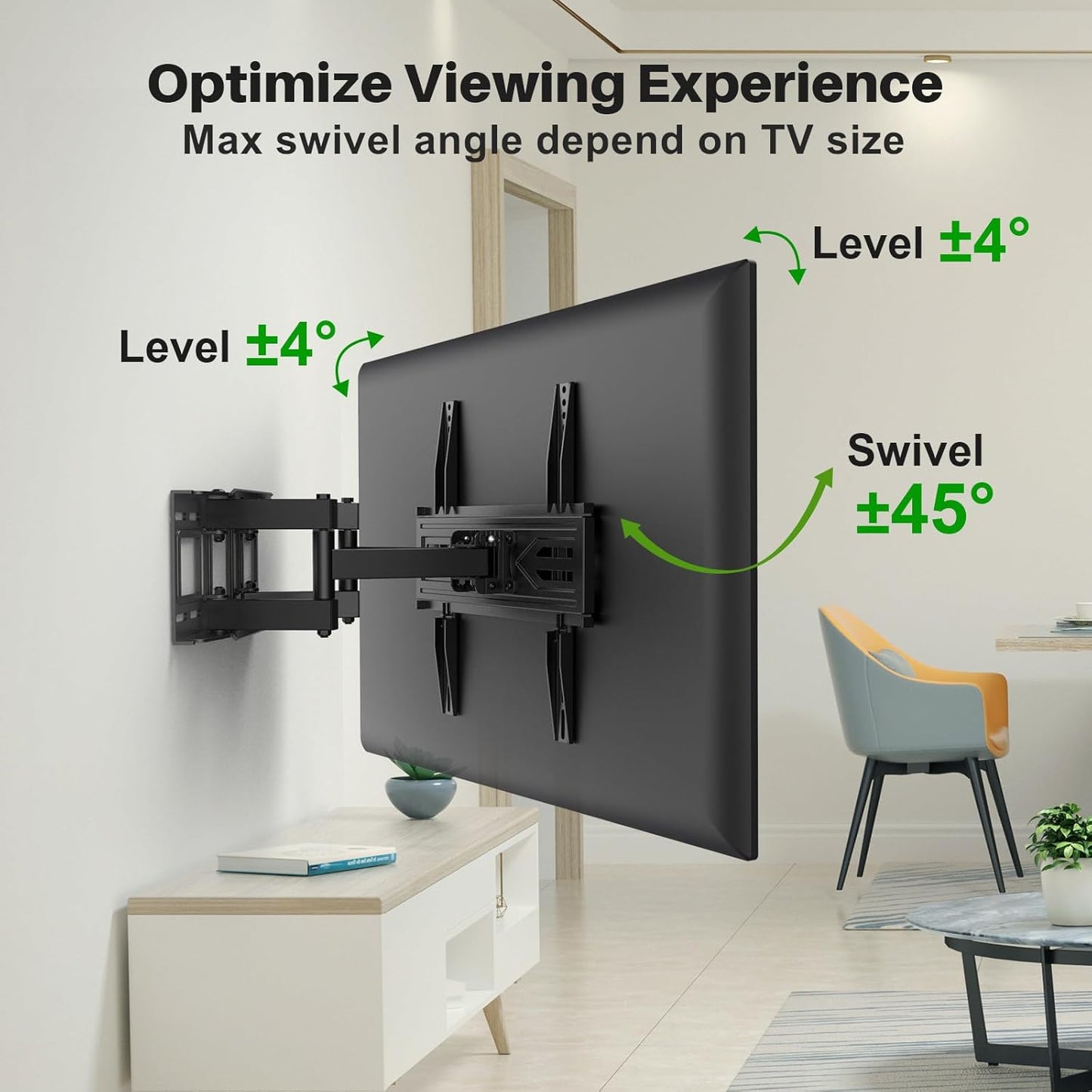 USX MOUNT Full Motion TV Wall Mount for 32-65 Inch TVs up to 99 Lbs, Wall Mount TV Bracket Smooth Swivel Extension, Articulating TV Mount Fit 12" 16" Wood Studs, Max VESA 400x400mm, XMM908